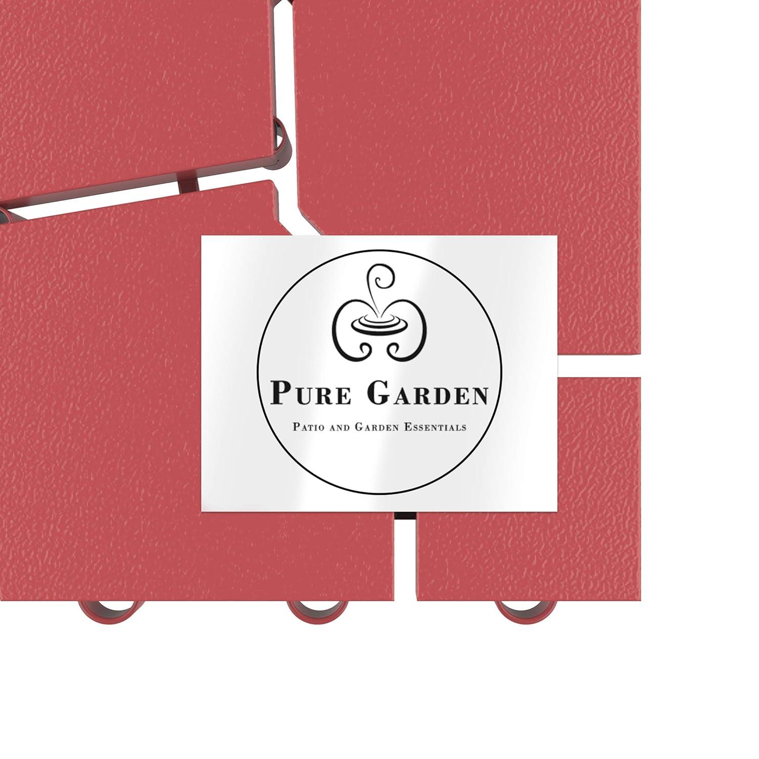 Pure Garden 6-Pack Polypropylene Interlocking Patio Deck Tiles - Weather-Resistant Outdoor Flooring for Balcony, Porch, and Garage (Bridk Red)
