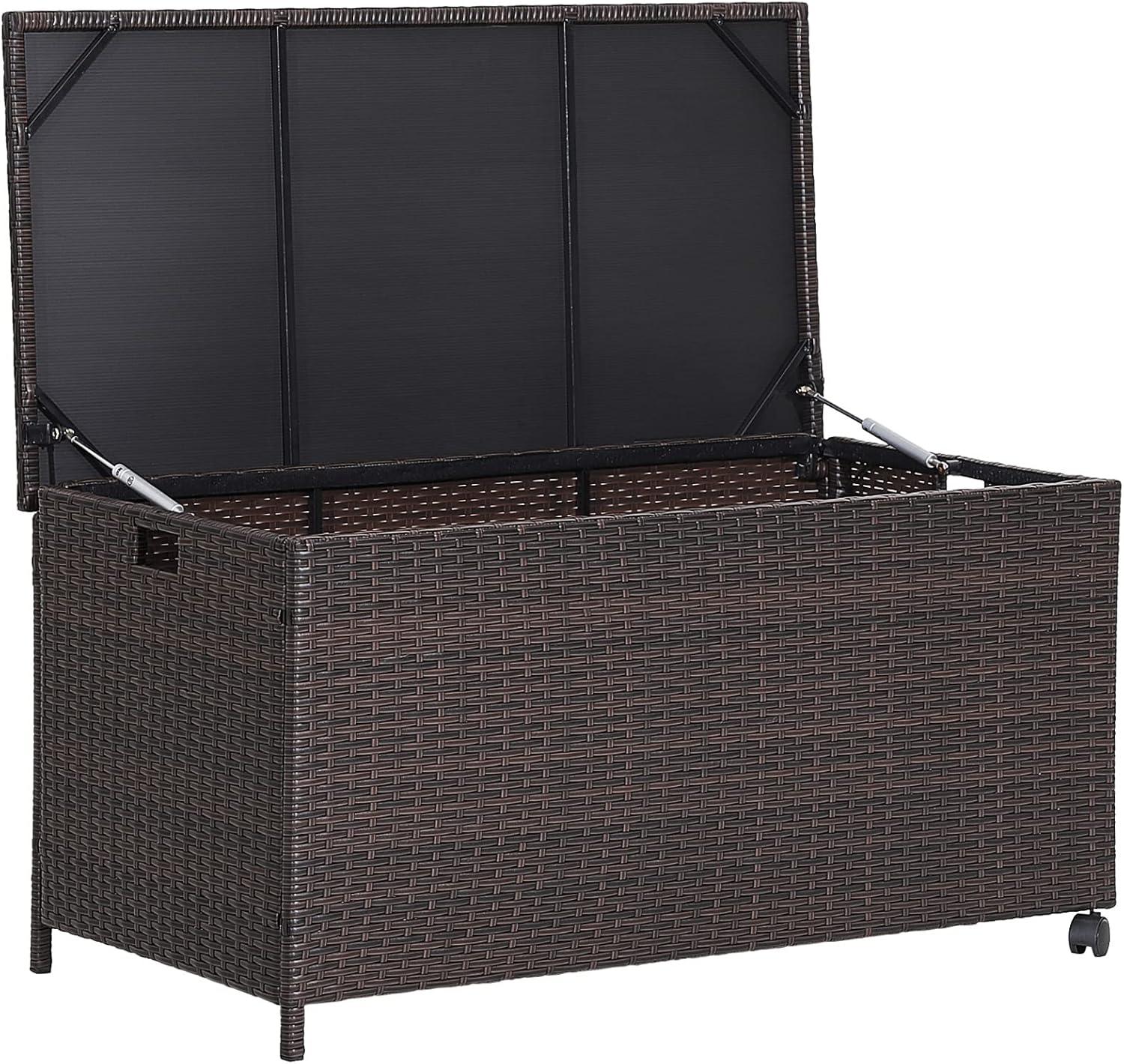 50 Gallon Outdoor Wicker Storage Box with Zippered Liner