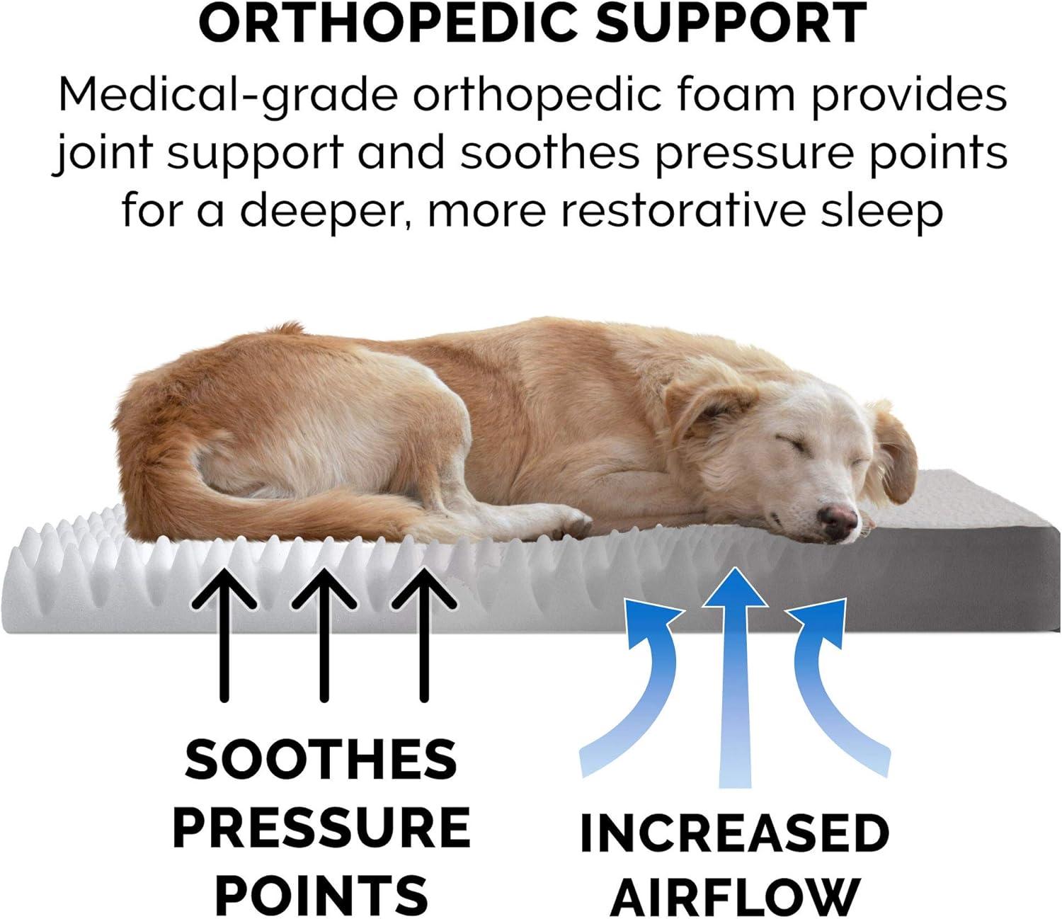 FurHaven Faux Sheepskin & Suede Deluxe Orthopedic Dog Bed