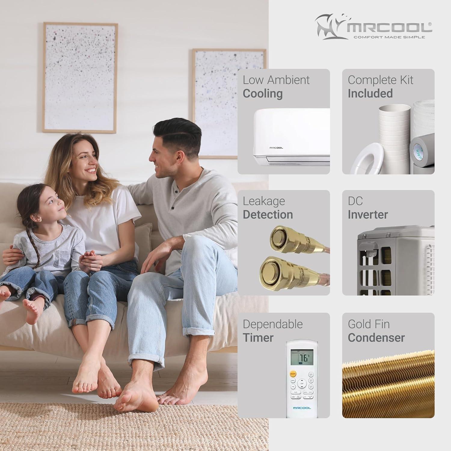 9k BTU White Ductless Heat Pump Split System with Remote