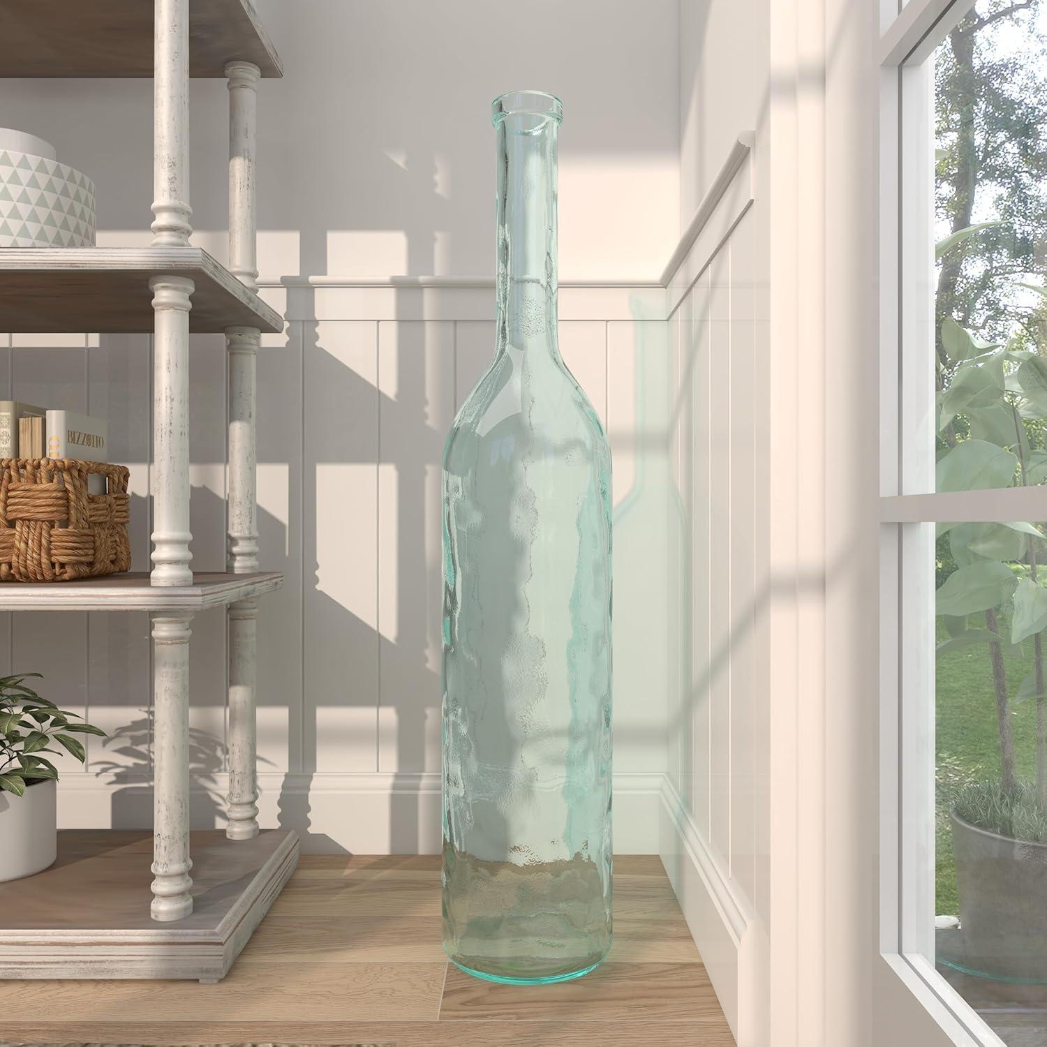 Highland Dunes Recycled Glass Handmade Spanish Decorative Blue Vase