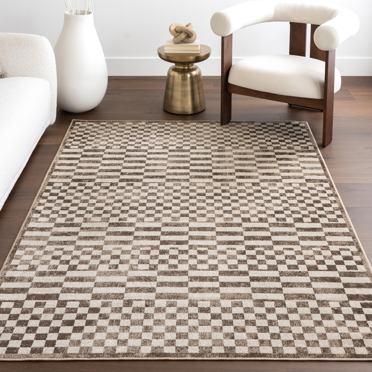 Nuloom Nikita Faded Geometric Machine Washable Indoor Area Rug, 4' x 6', Brown