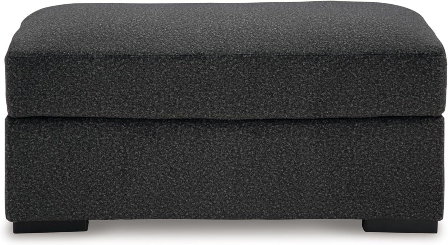 Black Polyester Upholstered Storage Ottoman Pouf