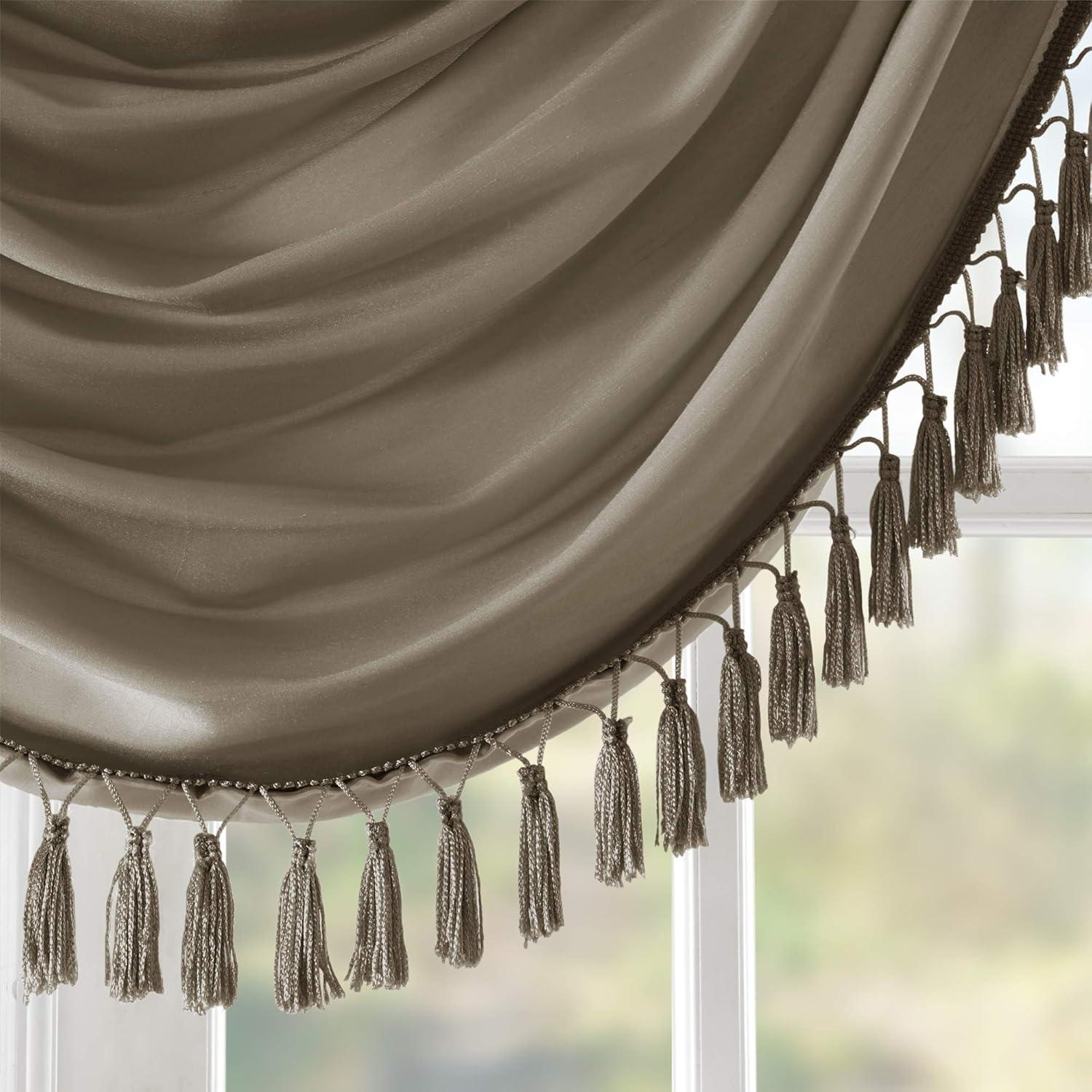 Madison Park Elena Faux Silk Waterfall Embellished 38'' W Window Valance