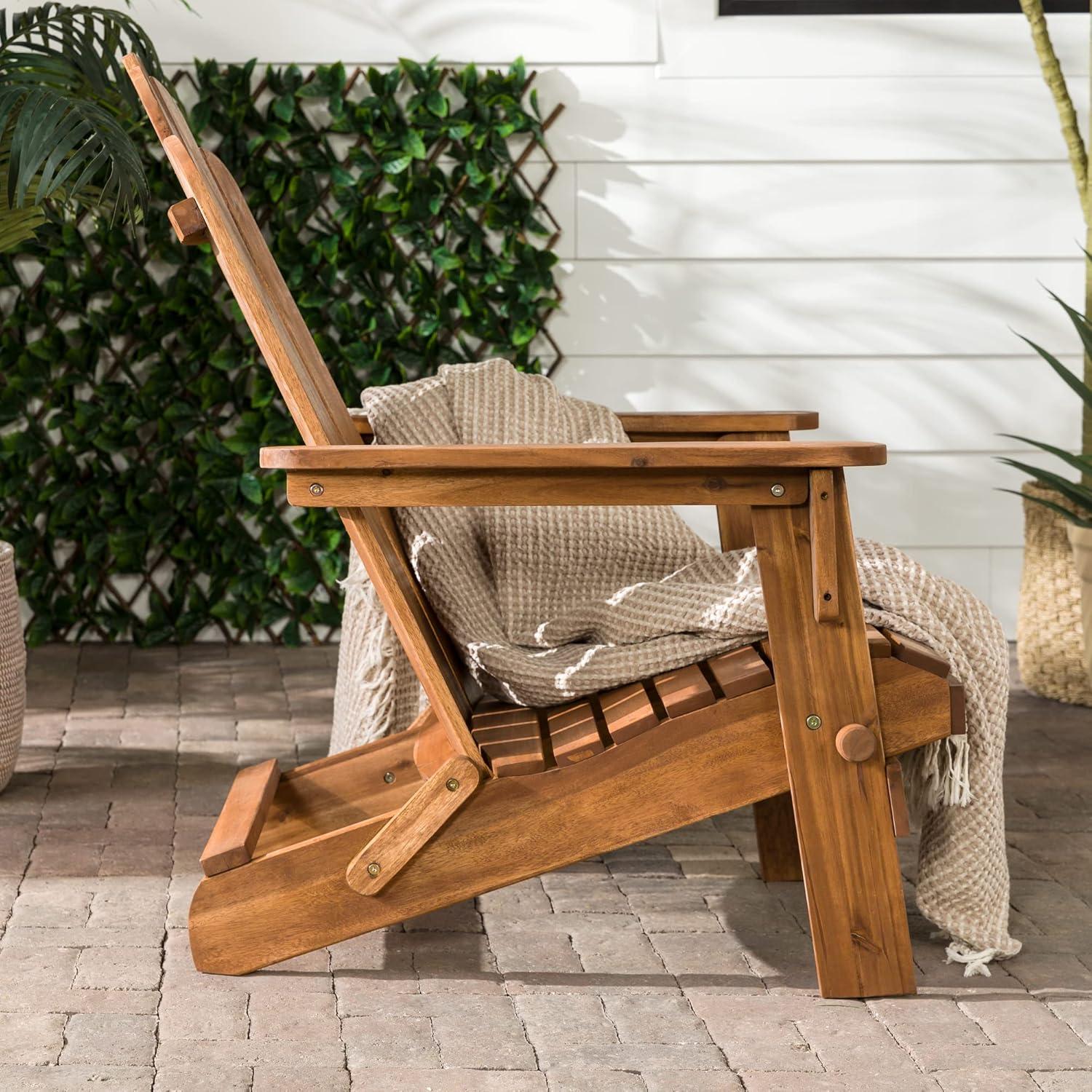 Dark Brown Acacia Wood Foldable Adirondack Outdoor Chair