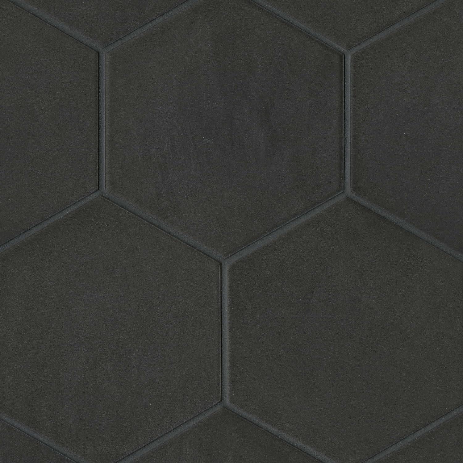 Bedrosians Allora Hexagon Matte Porcelain Tile 8.5" x 10", Solid Black (29-Pack, 12.67 SF)