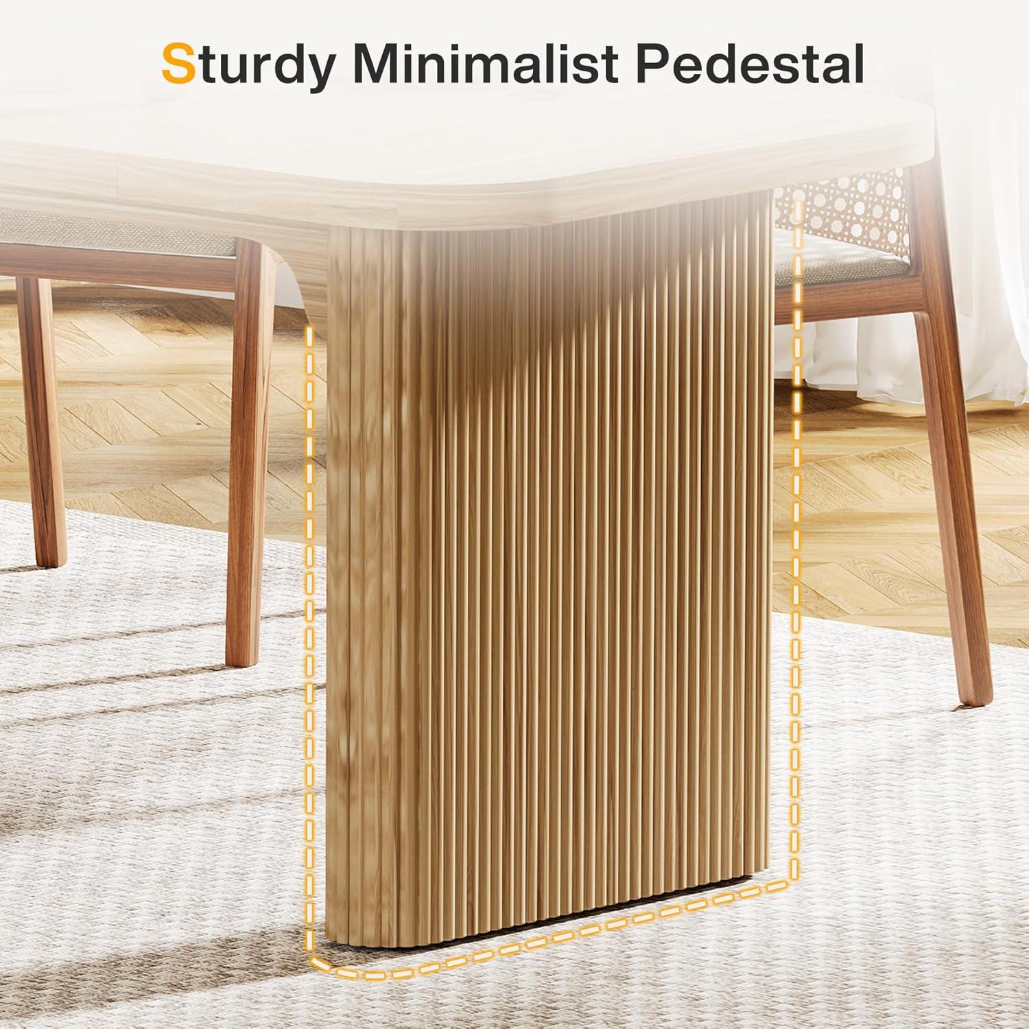 Tribesigns Modern Dining Table for 6 People, 63-Inch Natural Wood Kitchen Table with Double Robust Pedestal, Long Rectangle Wooden Dinner Table for Dining Room