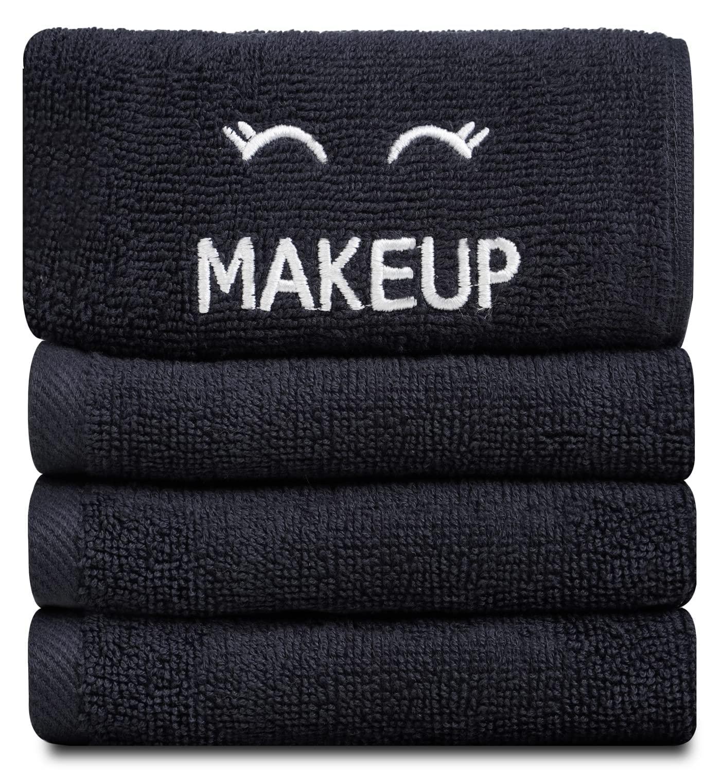 Luxury Hotel Collection Black Makeup Removal Washcloths Bleach Safe | Set of 6 | 13x13