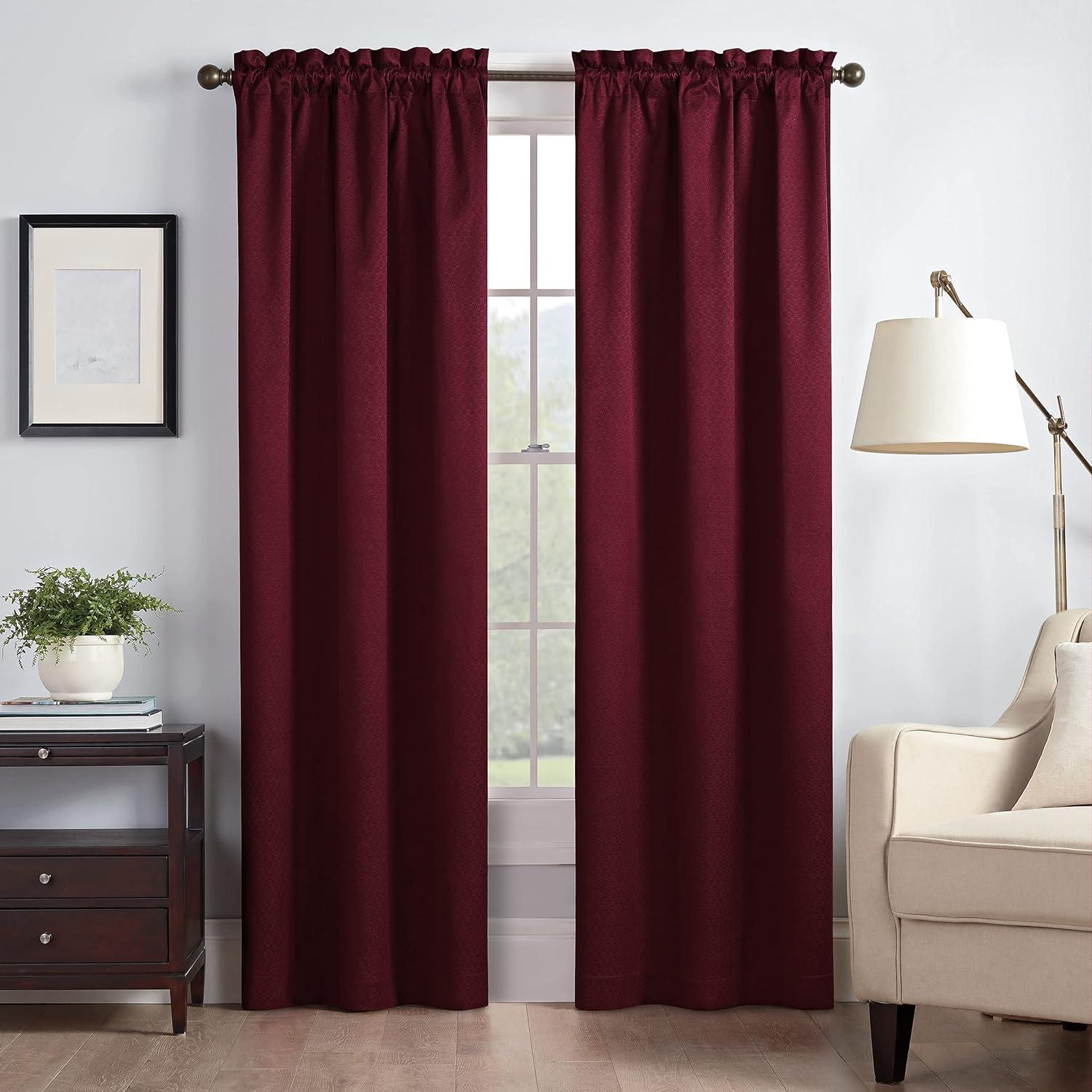 Burgundy Polyester Blackout Rod Pocket Curtain Panel