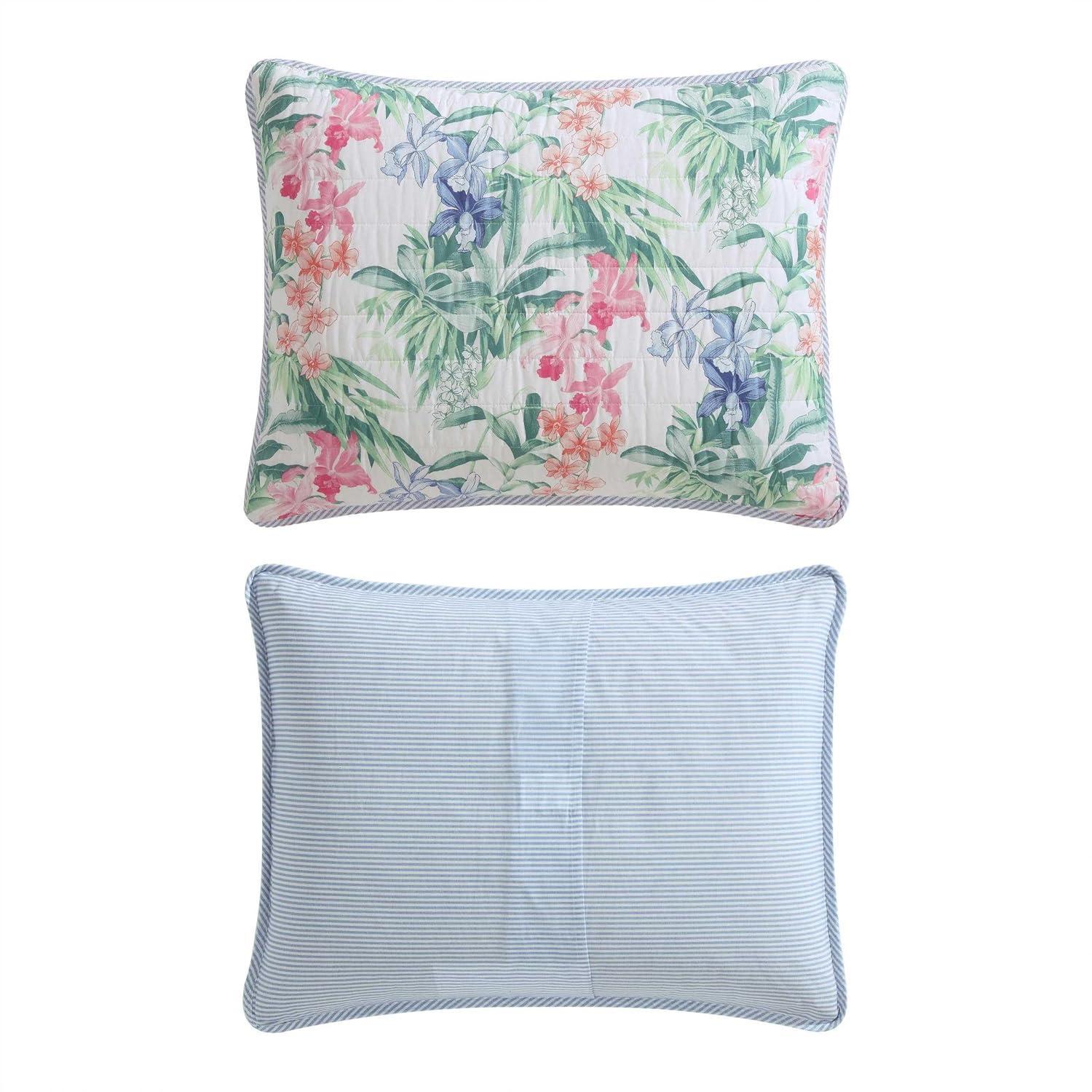 Tommy Bahama Home Island Orchid Tropical Cotton Floral Quilt Set
