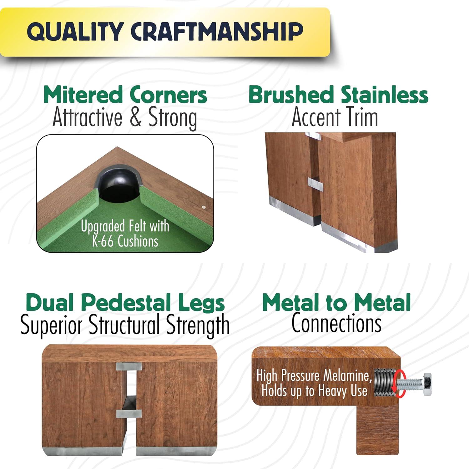 Freetime Fun 7 FT 3 in 1 Multi Game Pool Table with Dining Top Pool Table Ping Pong Table Combo, Includes Pool Table Accessories and Tennis Paddles - SKU RB5900A