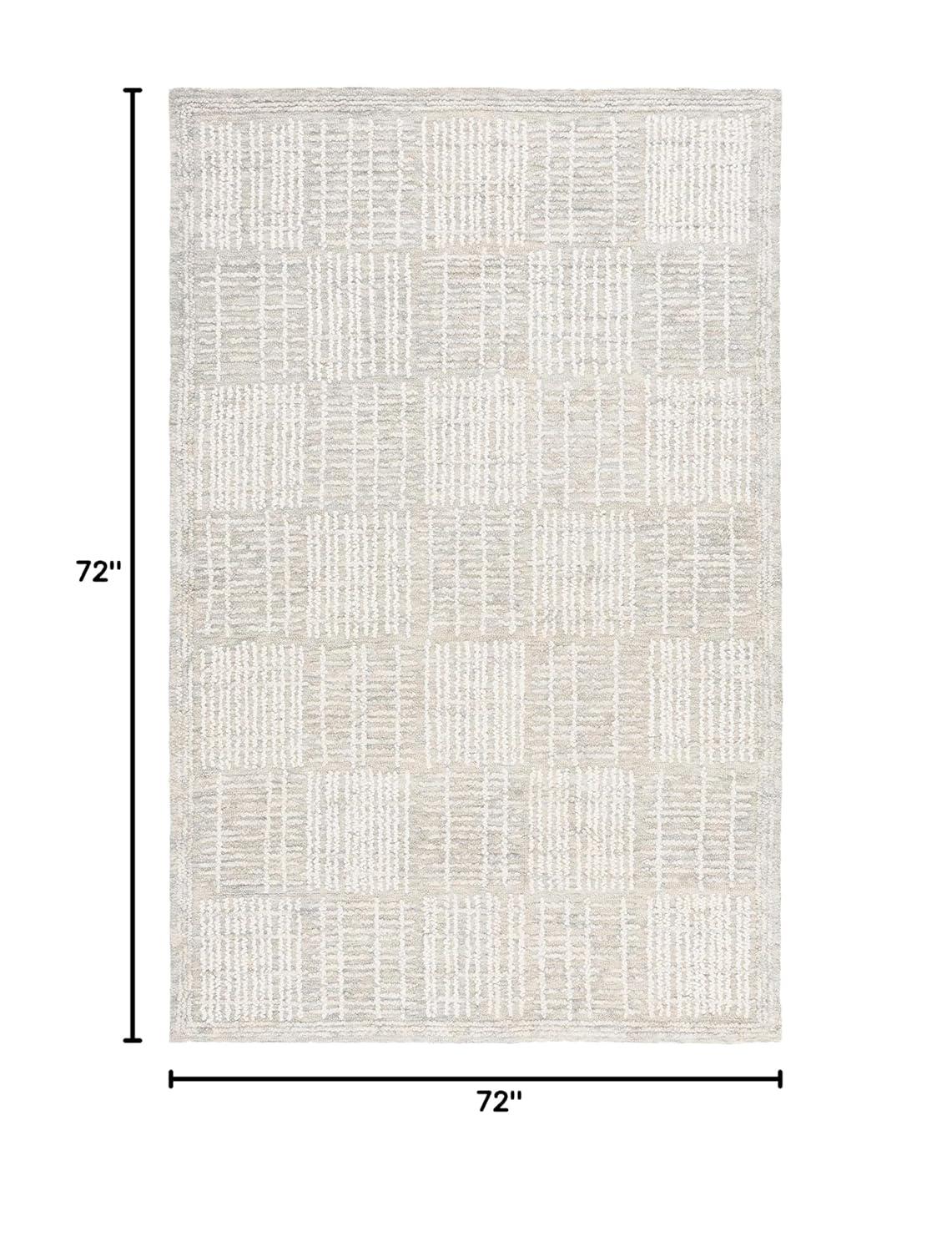 Abstract ABT275 Handmade Tufted Area Rug - Grey/Ivory - 6'-0" x 6'-0" Square - Safavieh