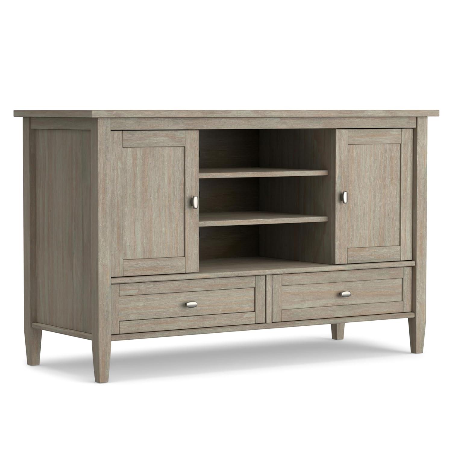 Simpli Home Warm Shaker 47"W Solid Wood TV Stand for TVs up to 55" with 2 Storage Cabinets and 2 Drawers