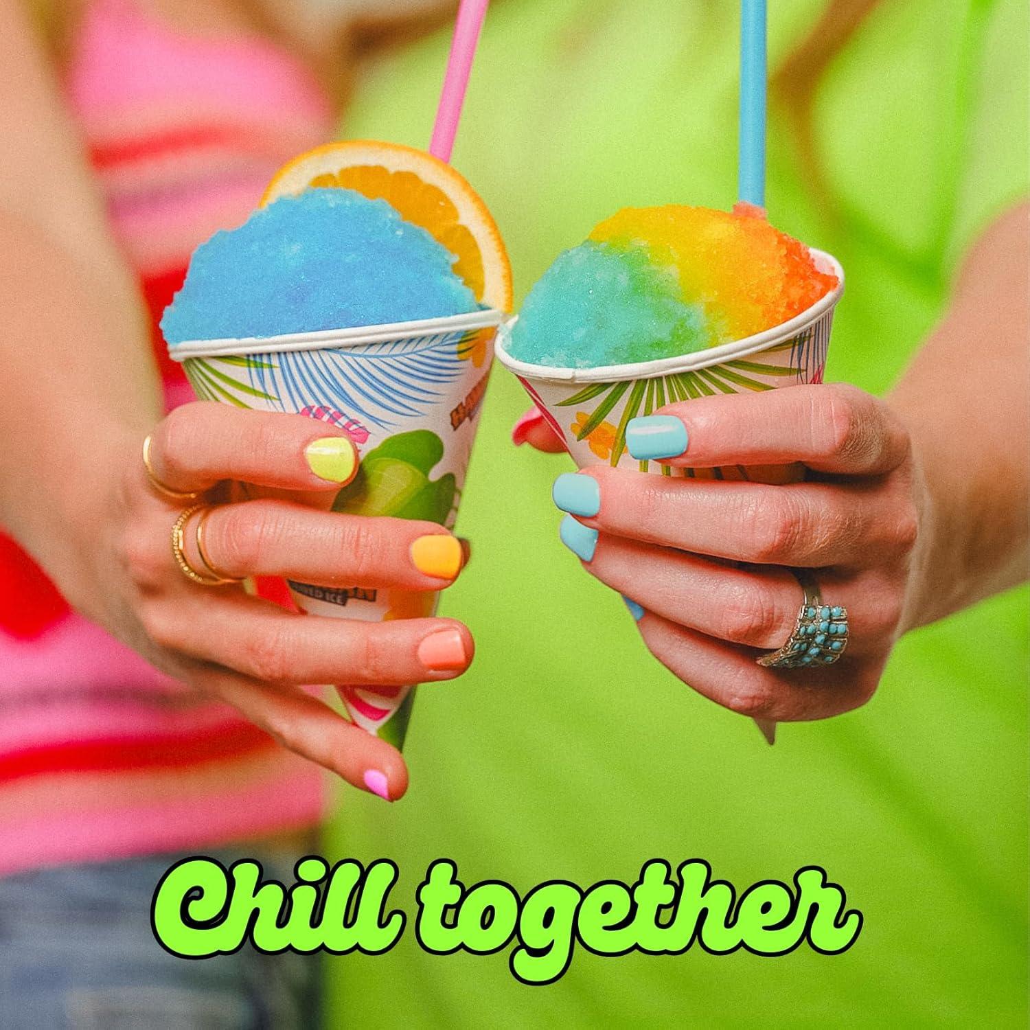 Hawaiian Shaved Ice Electric Home Snow Cone Maker Kit with 6 Flavors and Supplies