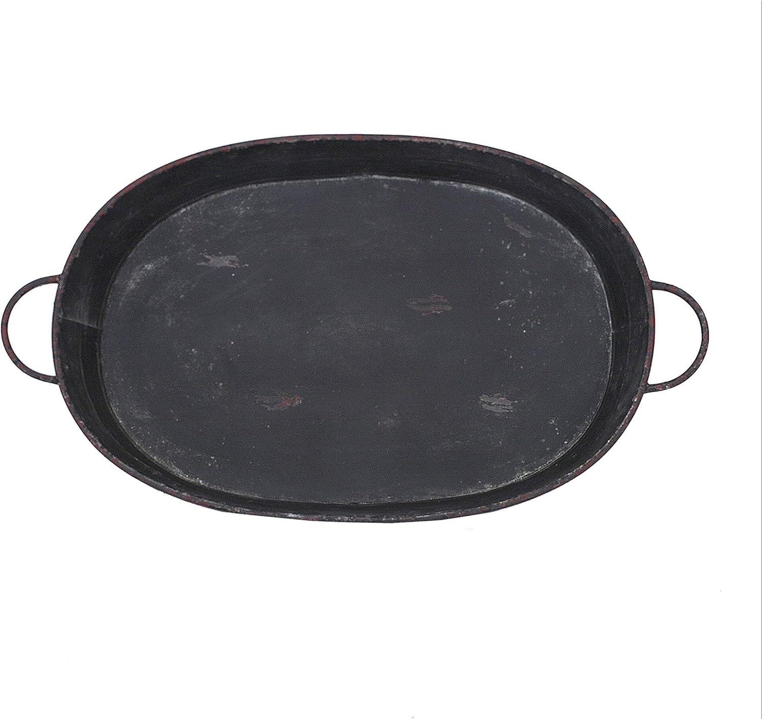 Oval Metal Tray - Black - Storied Home: Decorative, for Coffee Table & Ottoman Display