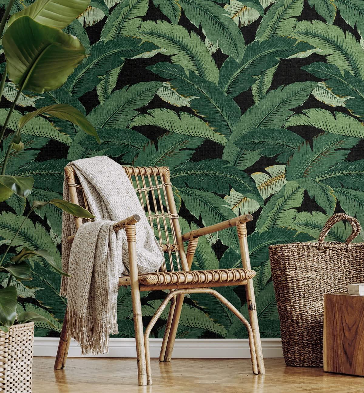 Tommy Bahama  Swaying Palms Coal Peel & Stick Wallpaper - 20.5 in. W x 18 ft. L