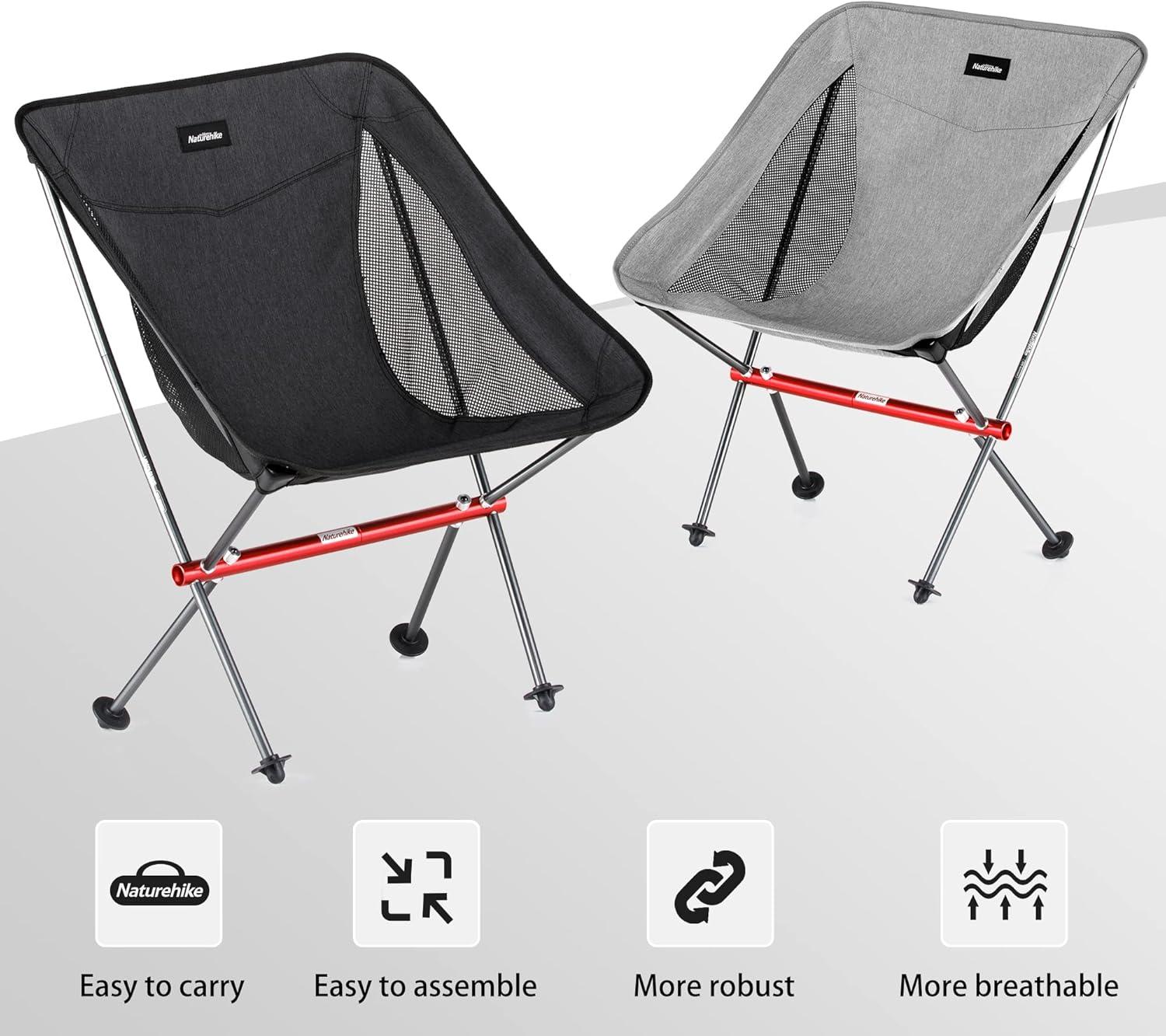 Ultralight Black and Silver Aluminum Folding Camping Chair