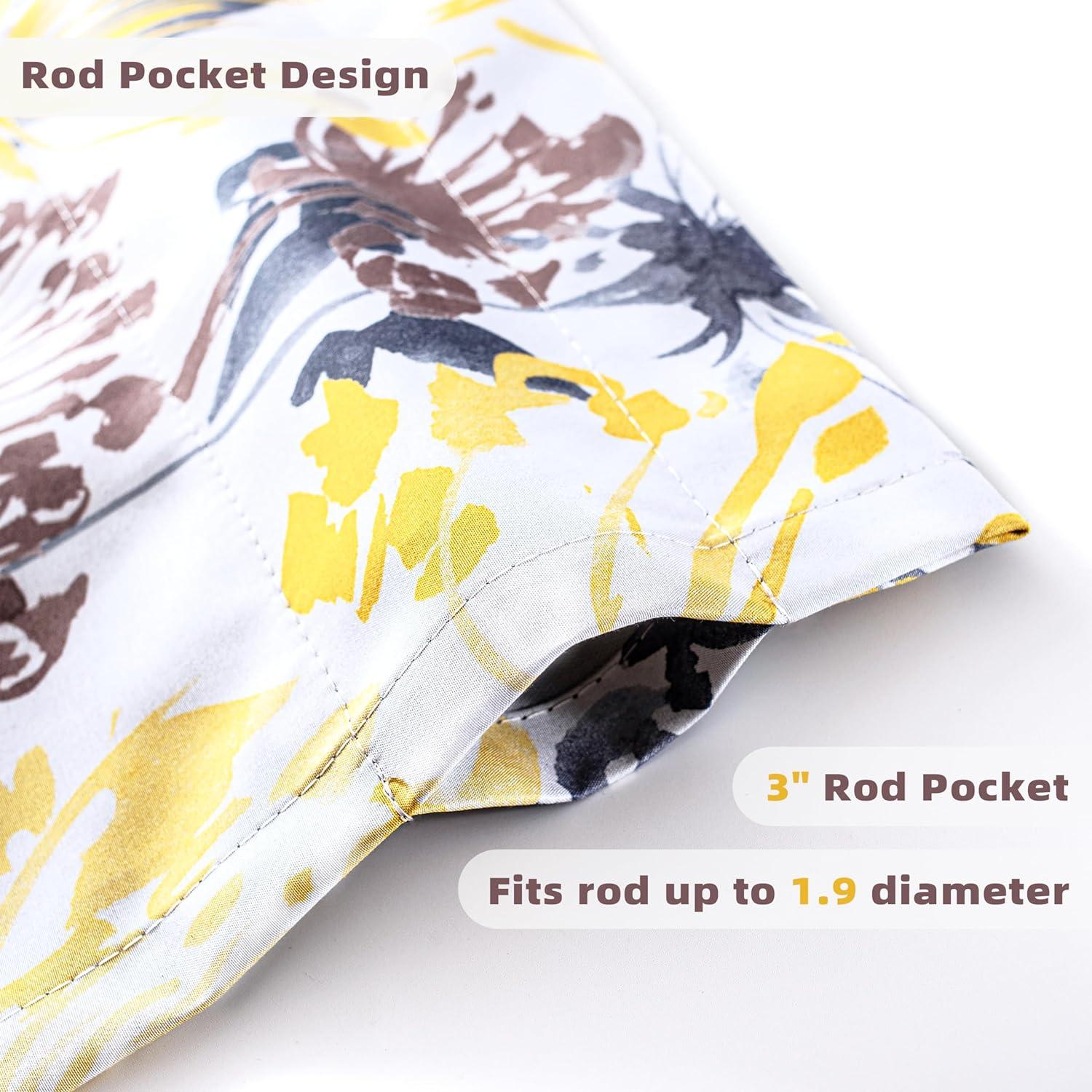 Acacia Floral Yellow and White Blackout Rod Pocket Valance