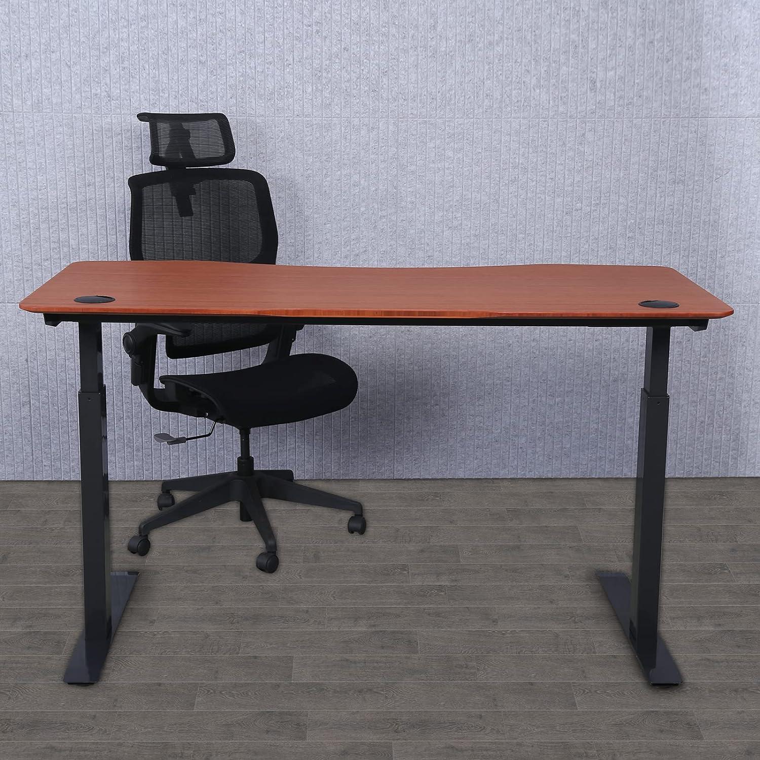 ApexDesk Elite Series 60" W Electric Height Adjustable Standing Desk (Bamboo Top, Black Frame)