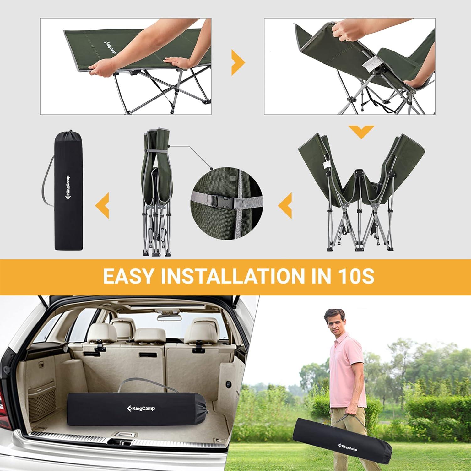 Kingcamp KingCamp Folding Portable Outdoor Camping Cot w/ Multi Layer Side Pocket