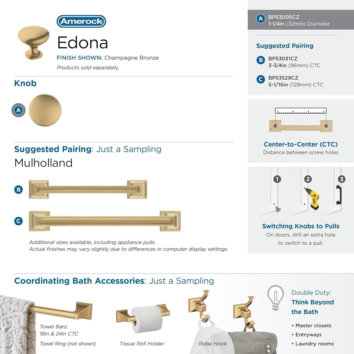 Amerock Edona 1-1/4 inch (32mm) Diameter Champagne Bronze Cabinet Knob