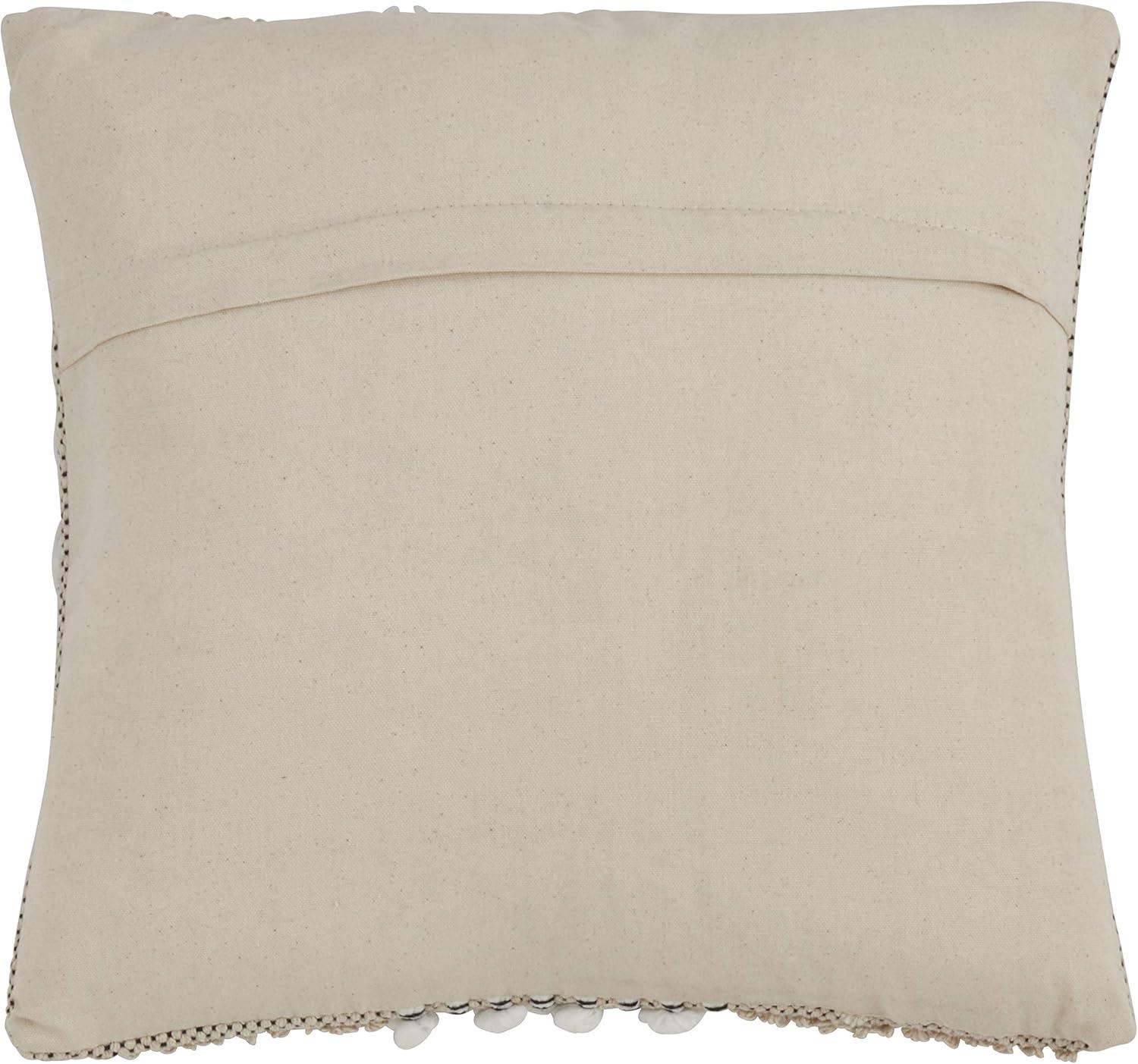 18" Natural Cotton Moroccan Throw Pillow with Cross Design