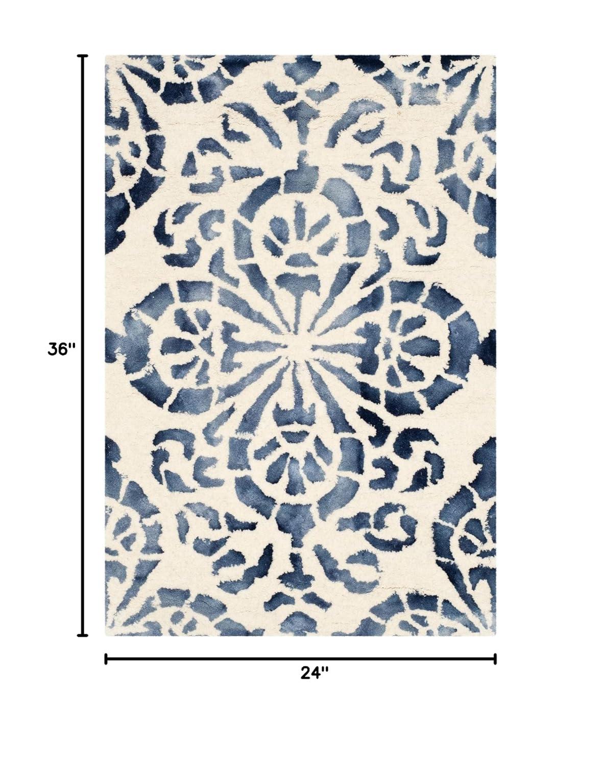 SAFAVIEH Dip Dye Collection 2' x 3' Ivory / Navy DDY719P Handmade Premium Wool Accent Rug
