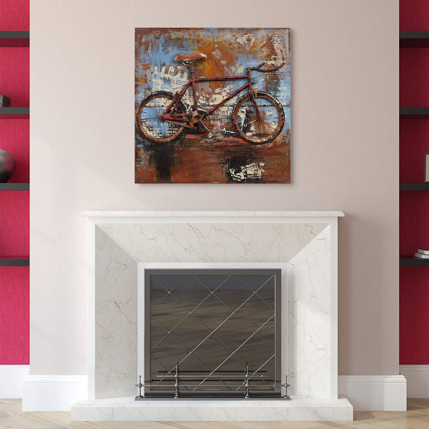 Empire Art Direct  Primo Mixed Media Hand Painted Iron Wall Sculpture - Biking