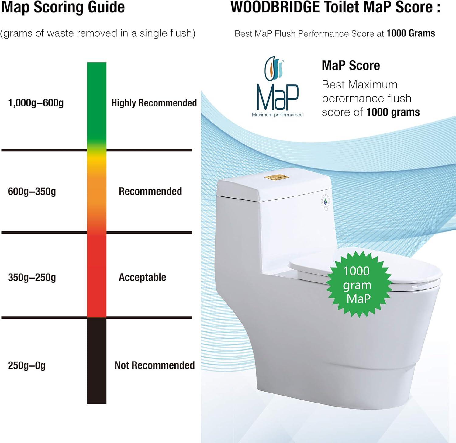 1.28 GPF Round Compact One Piece Dual-Flush Toilet with Soft-Closing Seat,MAP Flushing 1000G