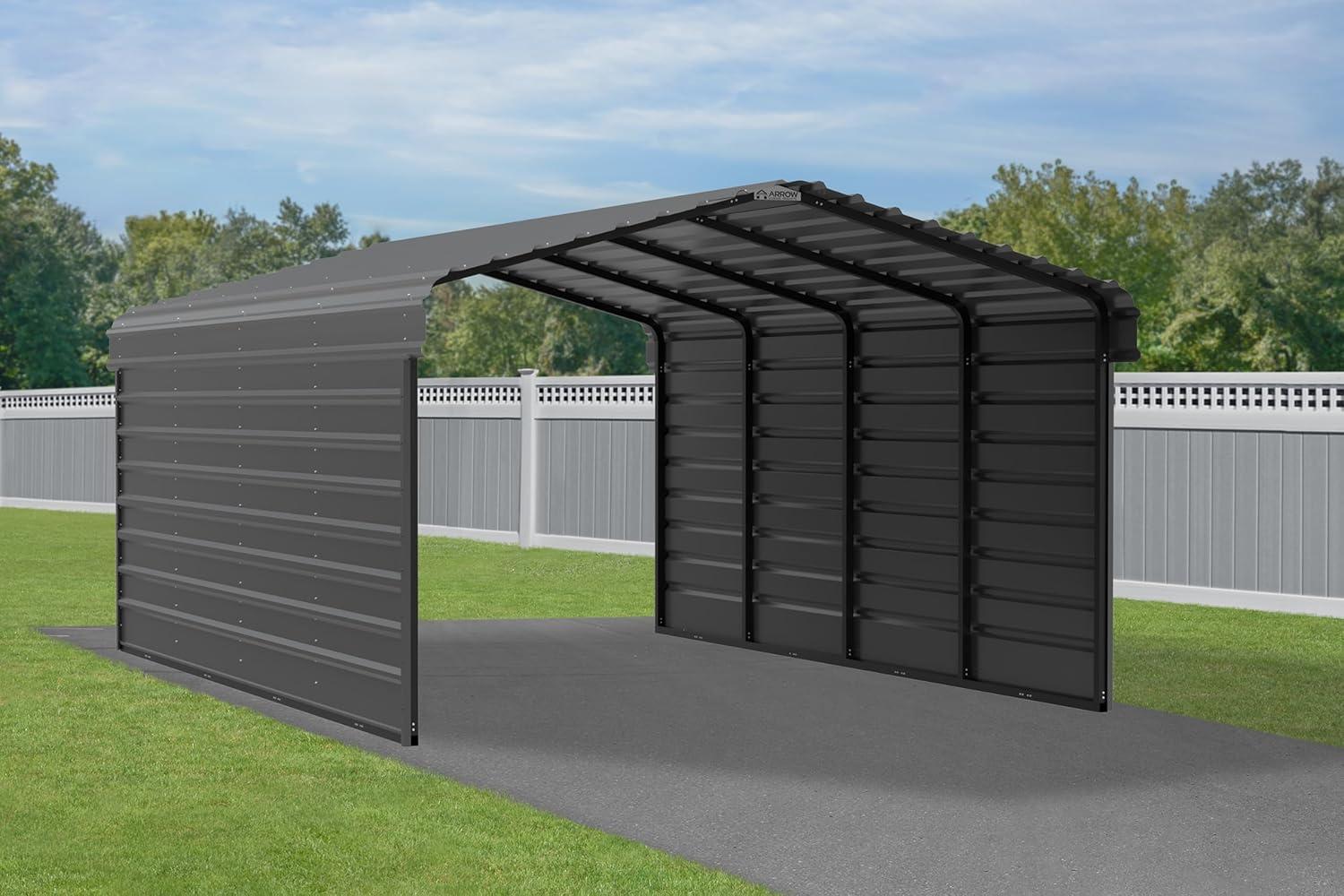 Arrow Arrow Steel Carport with 2 Side Wall Kits, 12x20x07