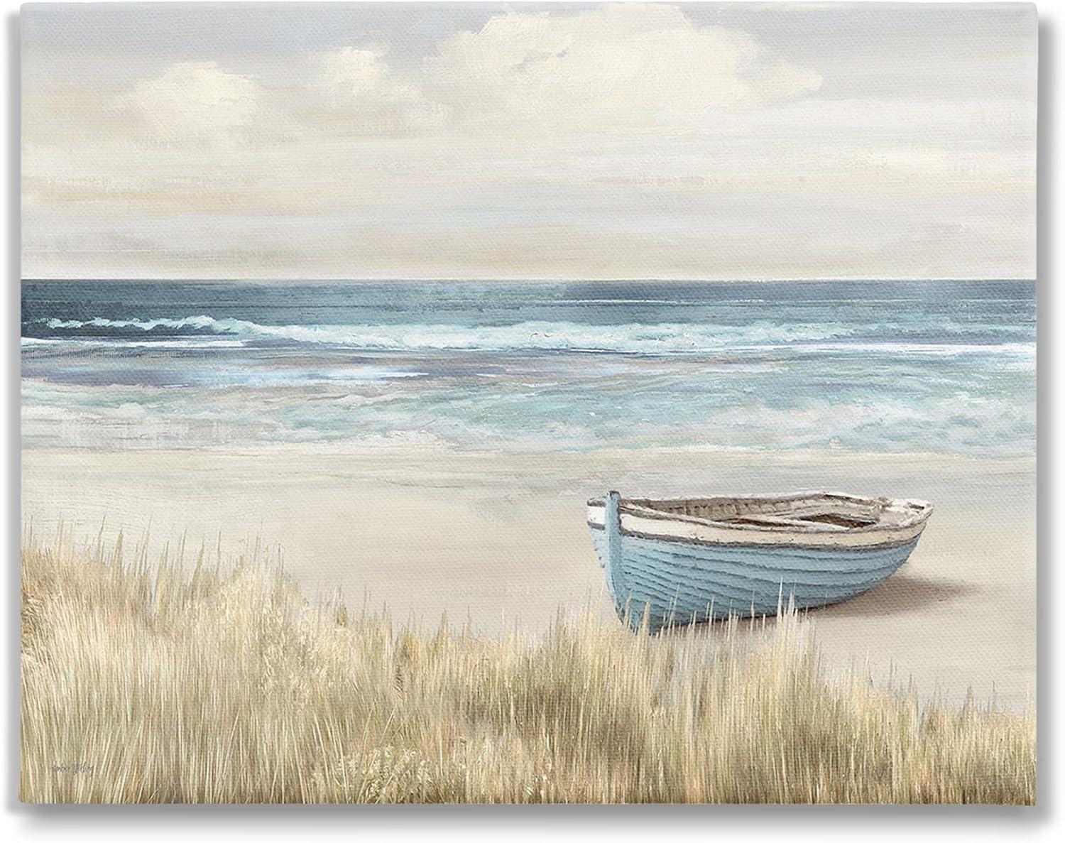 Coastal Blue and Beige Landscape Canvas Wall Art, 30" x 24"