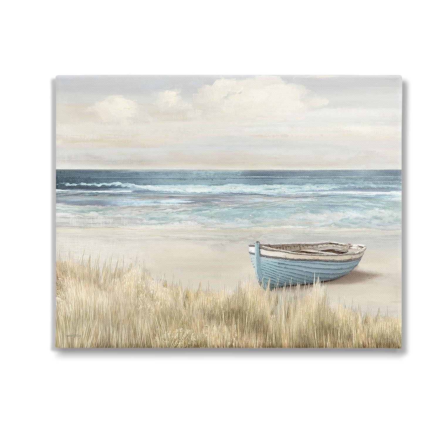 Coastal Blue and Beige Landscape Canvas Wall Art, 30" x 24"