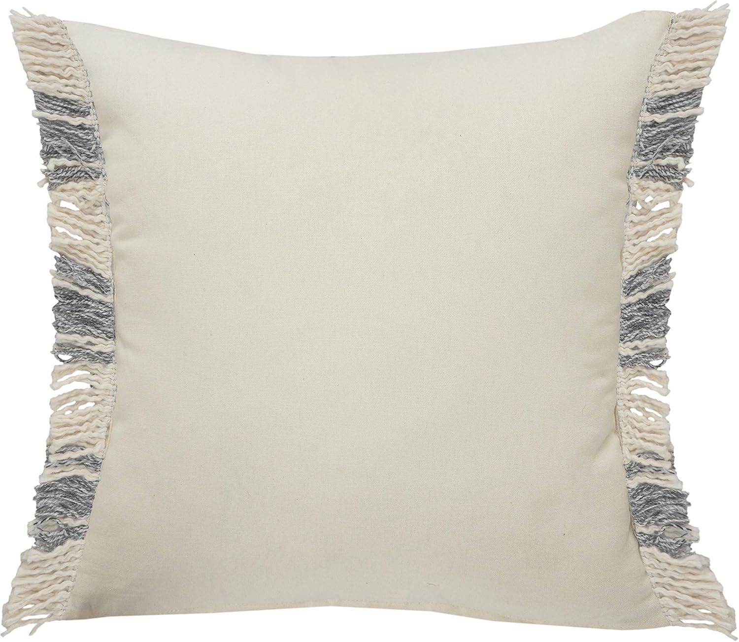 Charles 20" Gray Plaid Cotton Fringed Throw Pillow