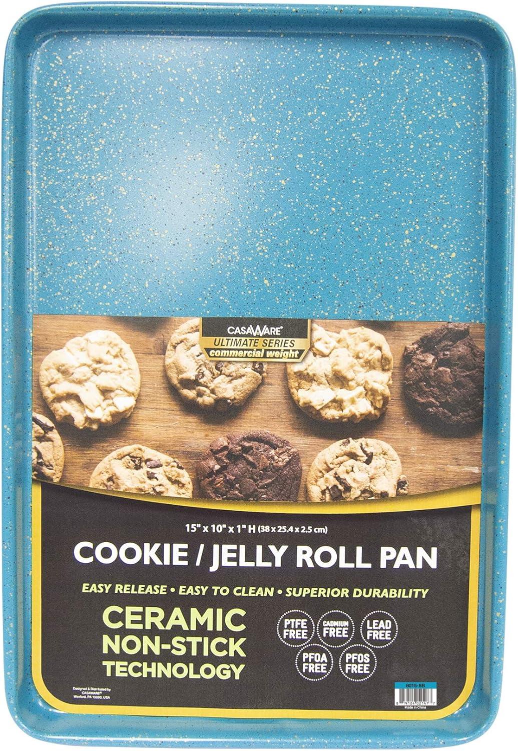 CasaWare 3pc Ultimate Commercial Weight Cookie Sheet Set, Two 15 x 10-Inch Pans, One 13 x 9-Inch-Inch Pan