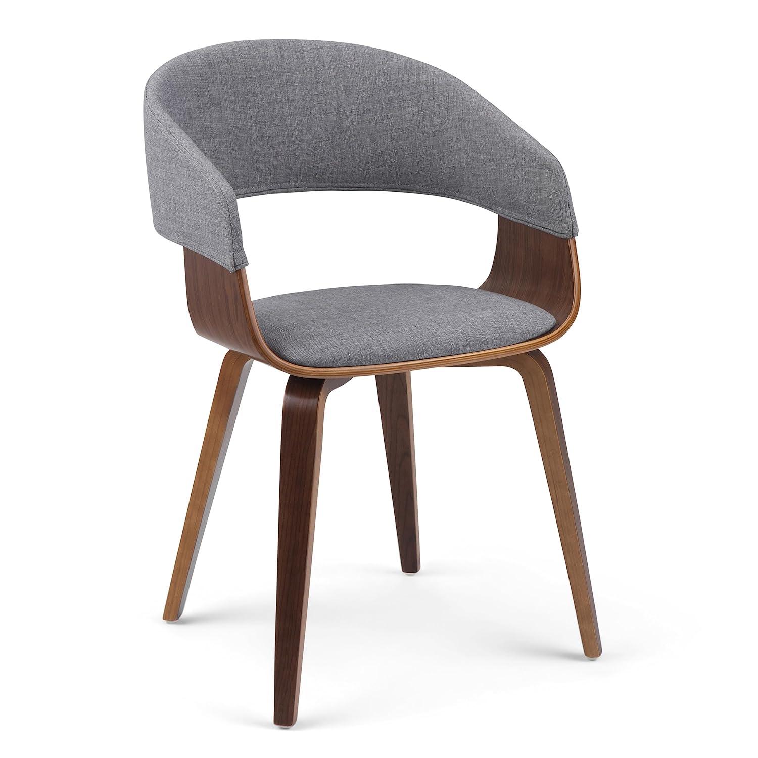 Lowell Bentwood Upholstered Dining Chair with Curved Backrest in Mid-Century Modern Style