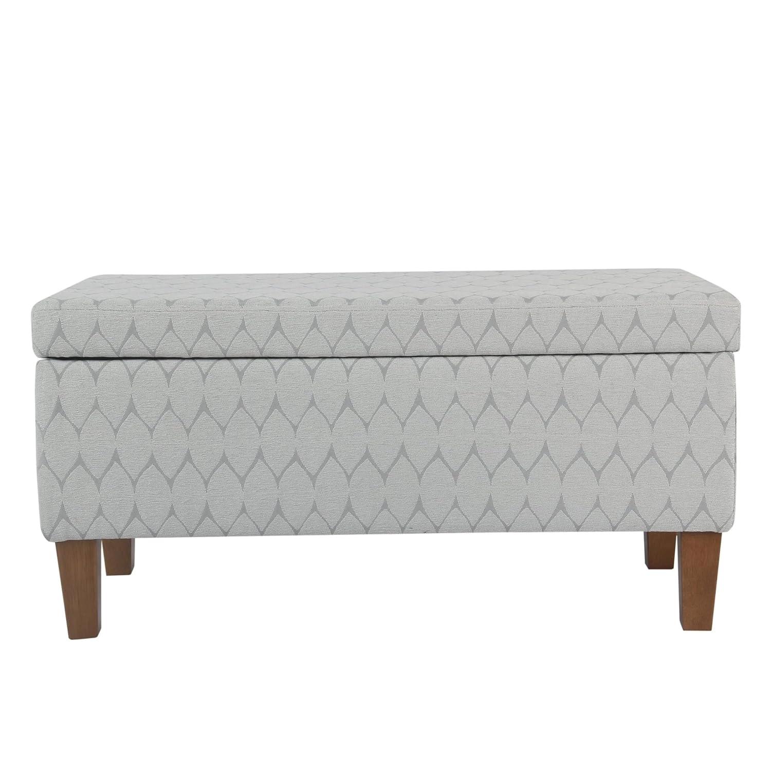 Large Textured Storage Bench Light Gray - HomePop: Upholstered, Bedroom, Rectangular, Wood Legs