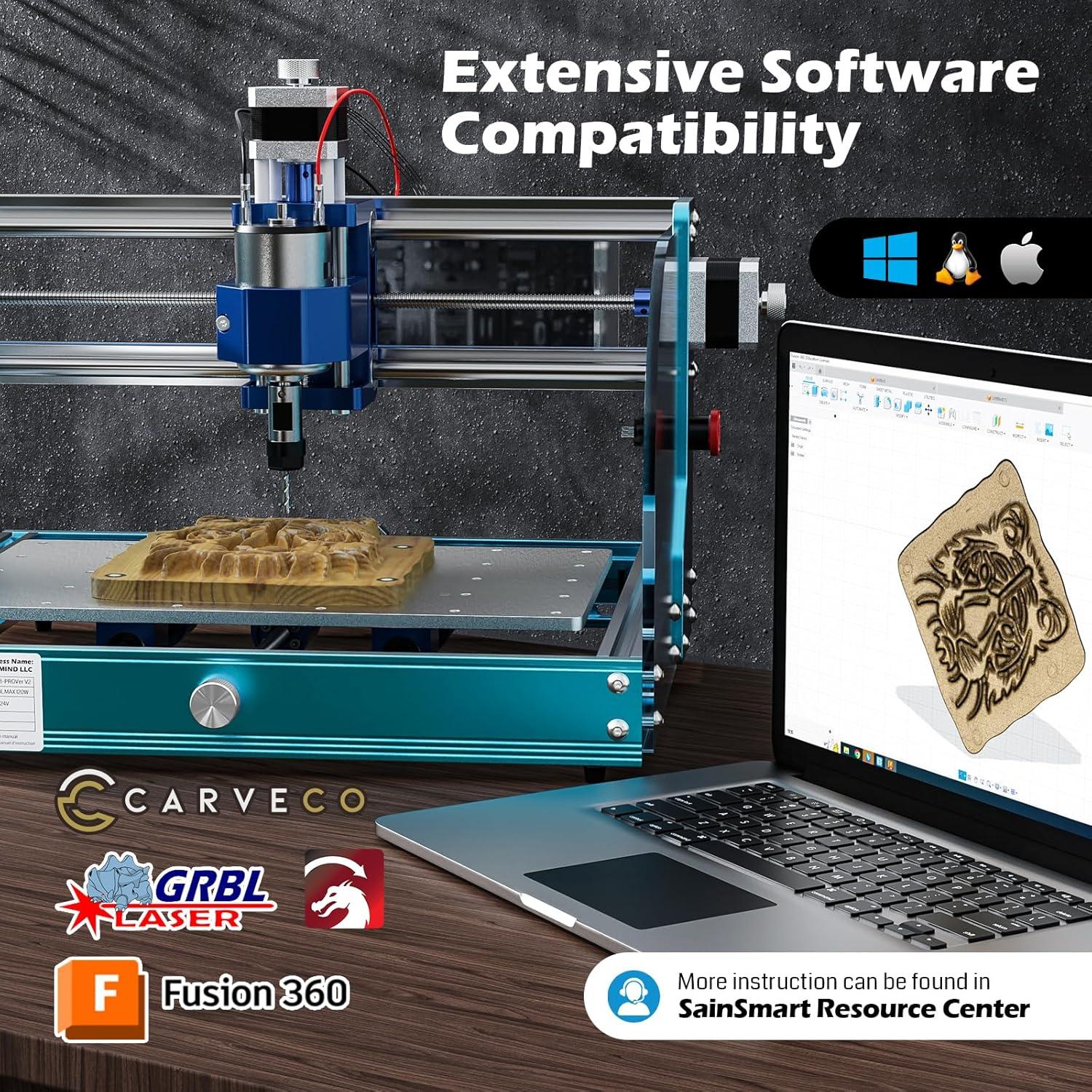 Genmitsu 3018-PROVer V2 CNC Router Machine for Beginner, Mini Milling Engraver Kit with Z-Probe, Limit Switches, E-Stop, Ideal for Wood, Acrylic, MDF, Plastic, PVC (Without Offline Controller)