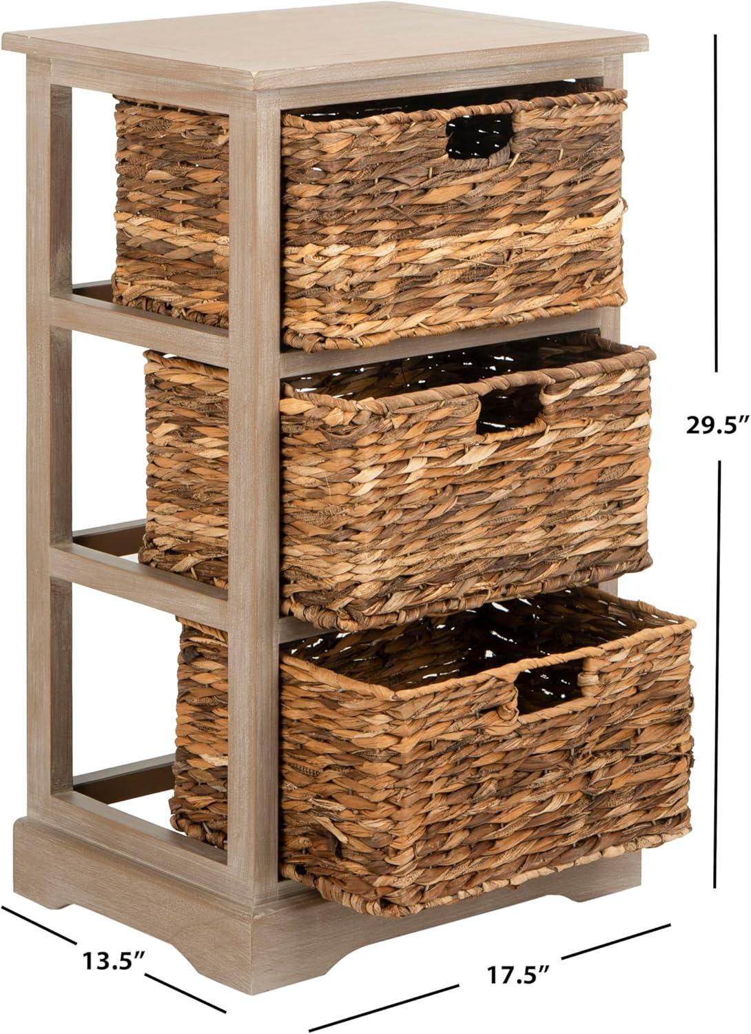 Halle 3 Wicker Basket Storage Side Table - Safavieh