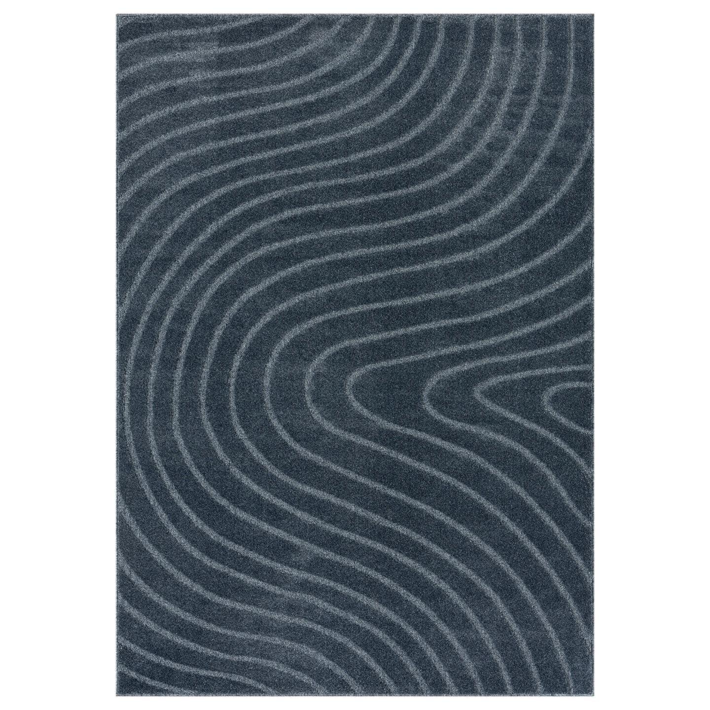 Luxe Weavers Modern Geometric Wave Anthracite 8x10 Area Rug