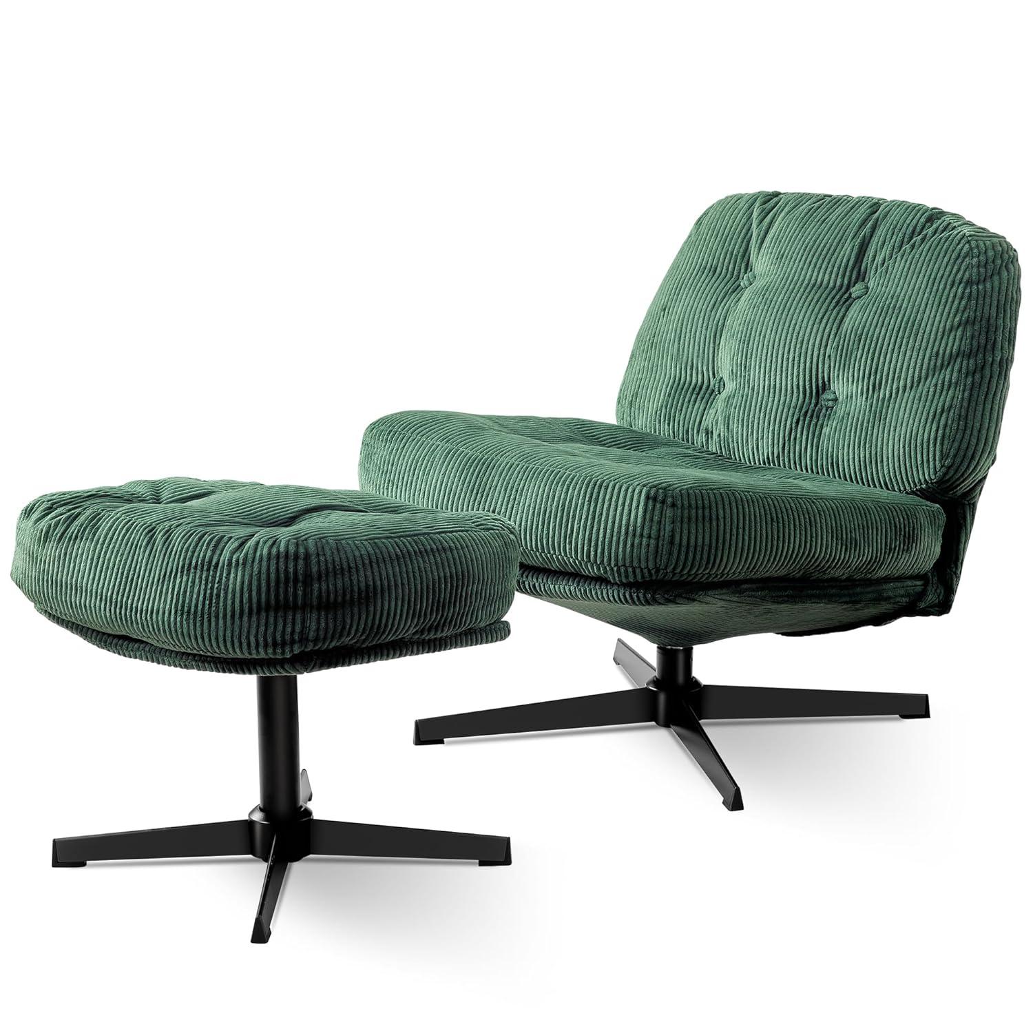 Red Barrel Studio® Hardyal Upholstered Swivel Accent Chair with Ottoman