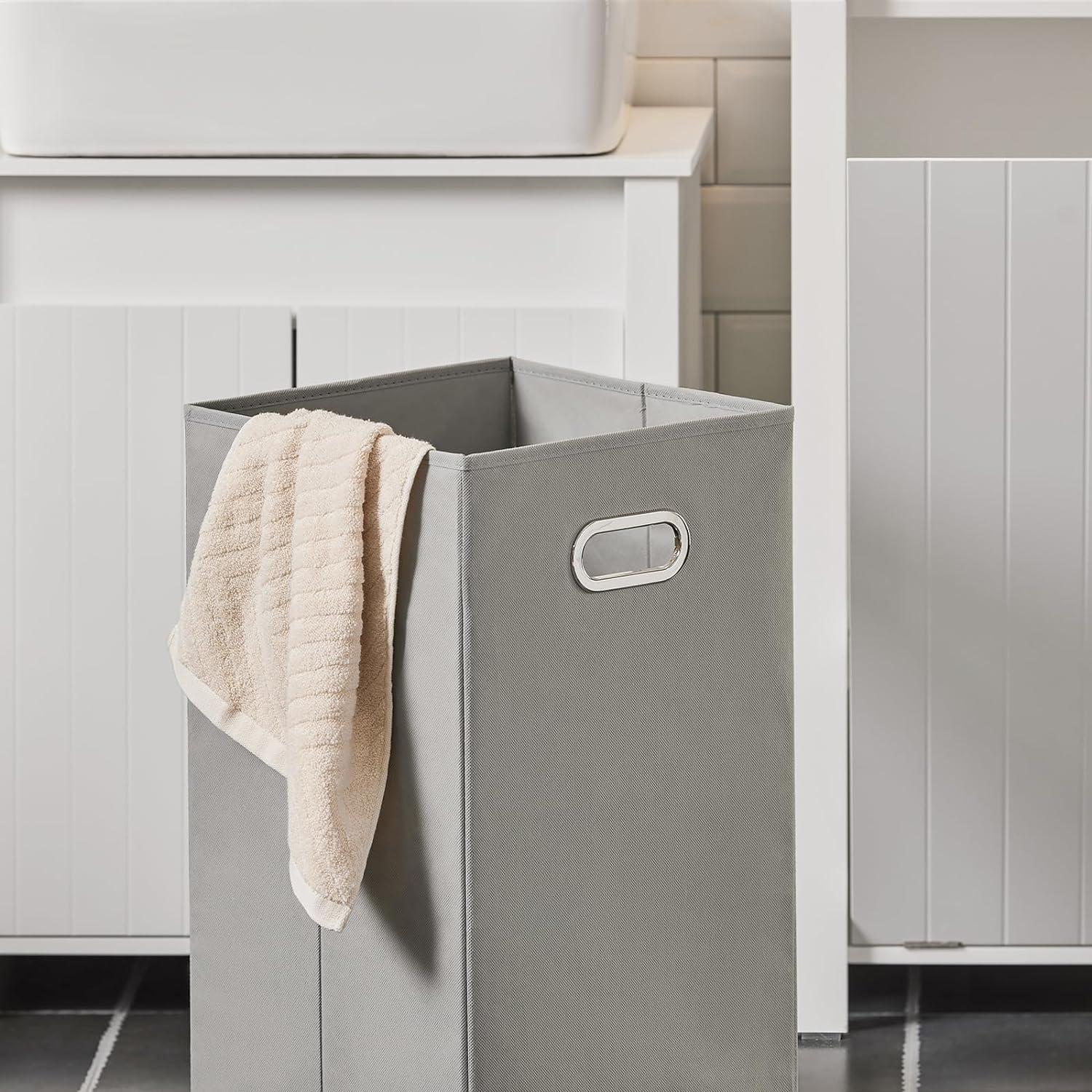 White MDF Tilt-Out Laundry Hamper with Removable Basket