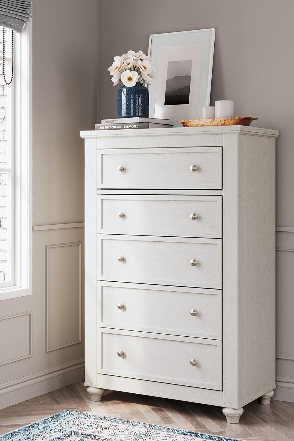 White Traditional Cottage 5-Drawer Chest