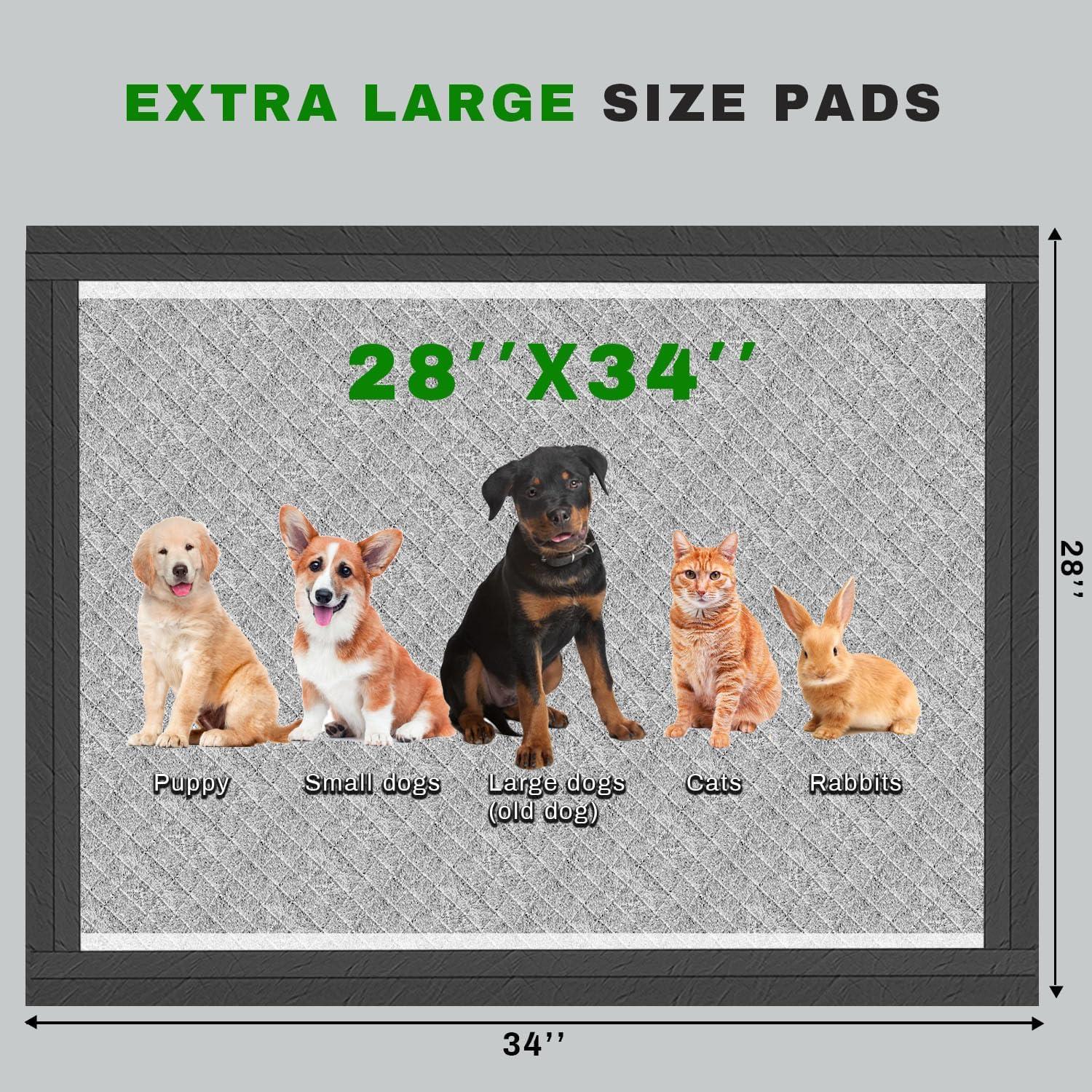Gardner Pet Pee Pads for Dogs - 28 x 34 inchs - 100 Count - Activated carbon - Leak-Proof & Odor-Control - Full Edge Wrapping Pad