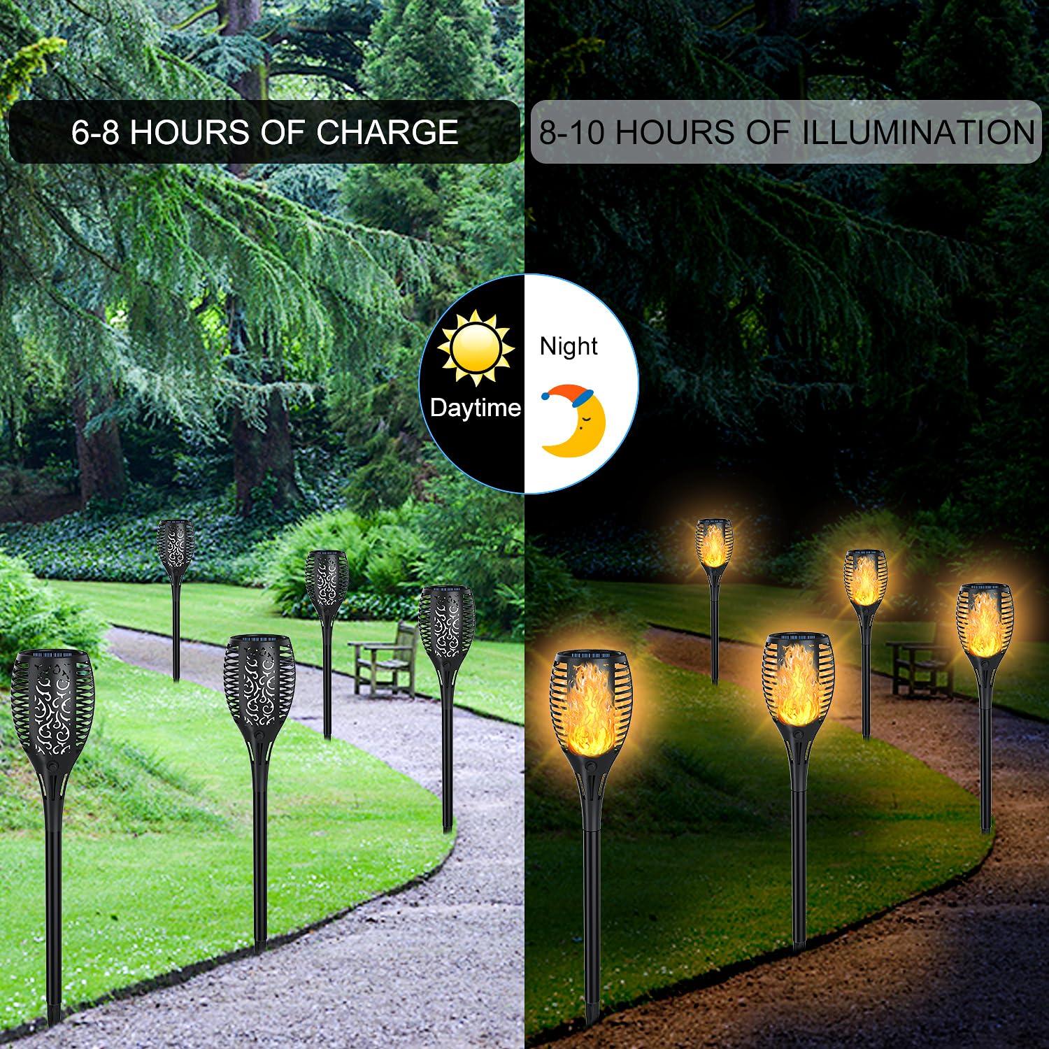 4 Pack Solar Lights Outdoor, Solar Torch Lights Outdoor Flickering Flame for Outdoor Decorations, Waterproof Garden Light Solar Powered , Torches Flame Light for Outside Yard Patio Lawn Garden Decor