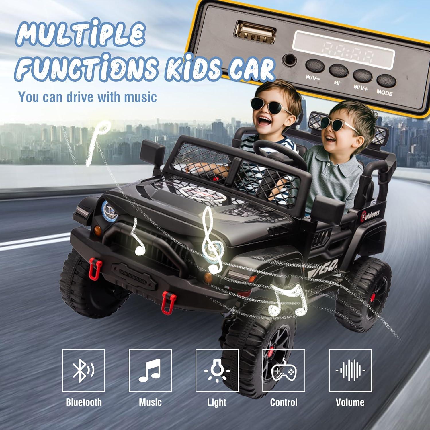 Ancheer 24V Real 2 Seater Ride On Toys Electric SUV Jeep Car With Remote Control,2WD/4WD Switchable, 4X100W Motor, Bluetooth, Music, USB, Lights