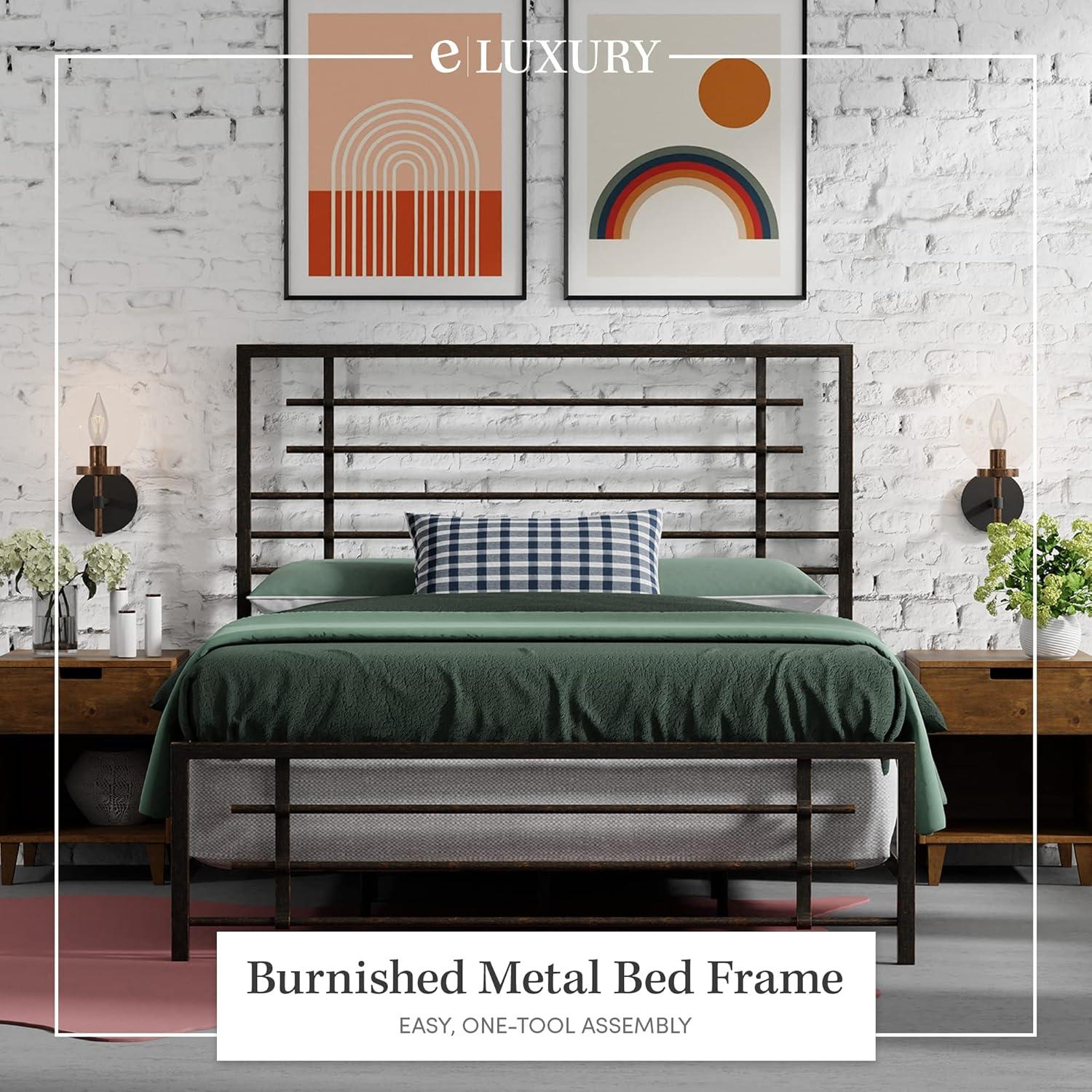 eLuxury Modern Industrial Metal Colton Bed Frame