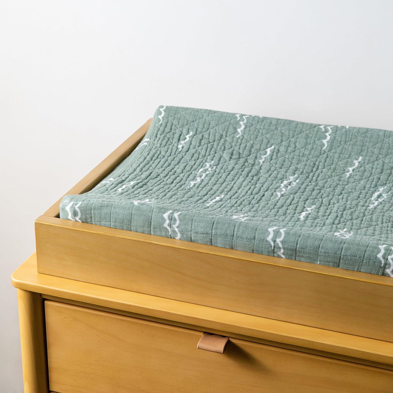 Ocean Waves Quilted Muslin Changing Pad Cover
