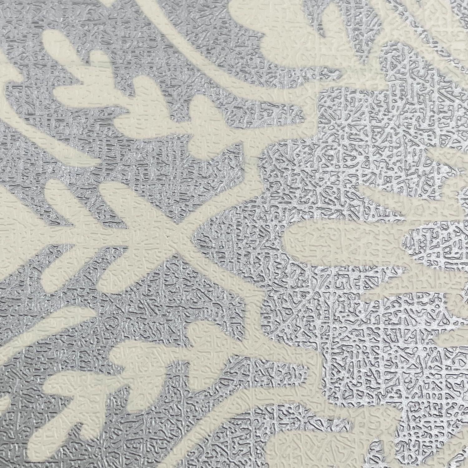 Yifely Vintage Gray Damask Removable PVC Shelf Drawer Liner Home Decor 17x118 Inch