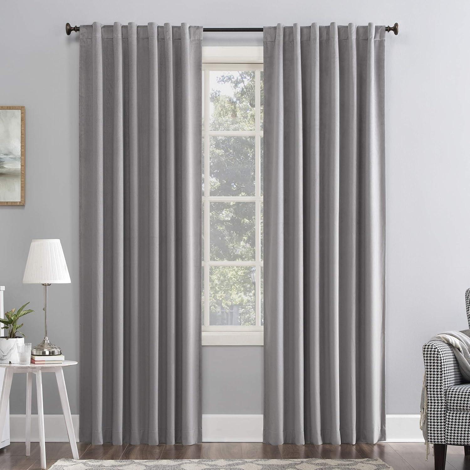 Sun Zero Velvet Noise Reducing Thermal Extreme 100% Blackout Back Tab Curtain Panel