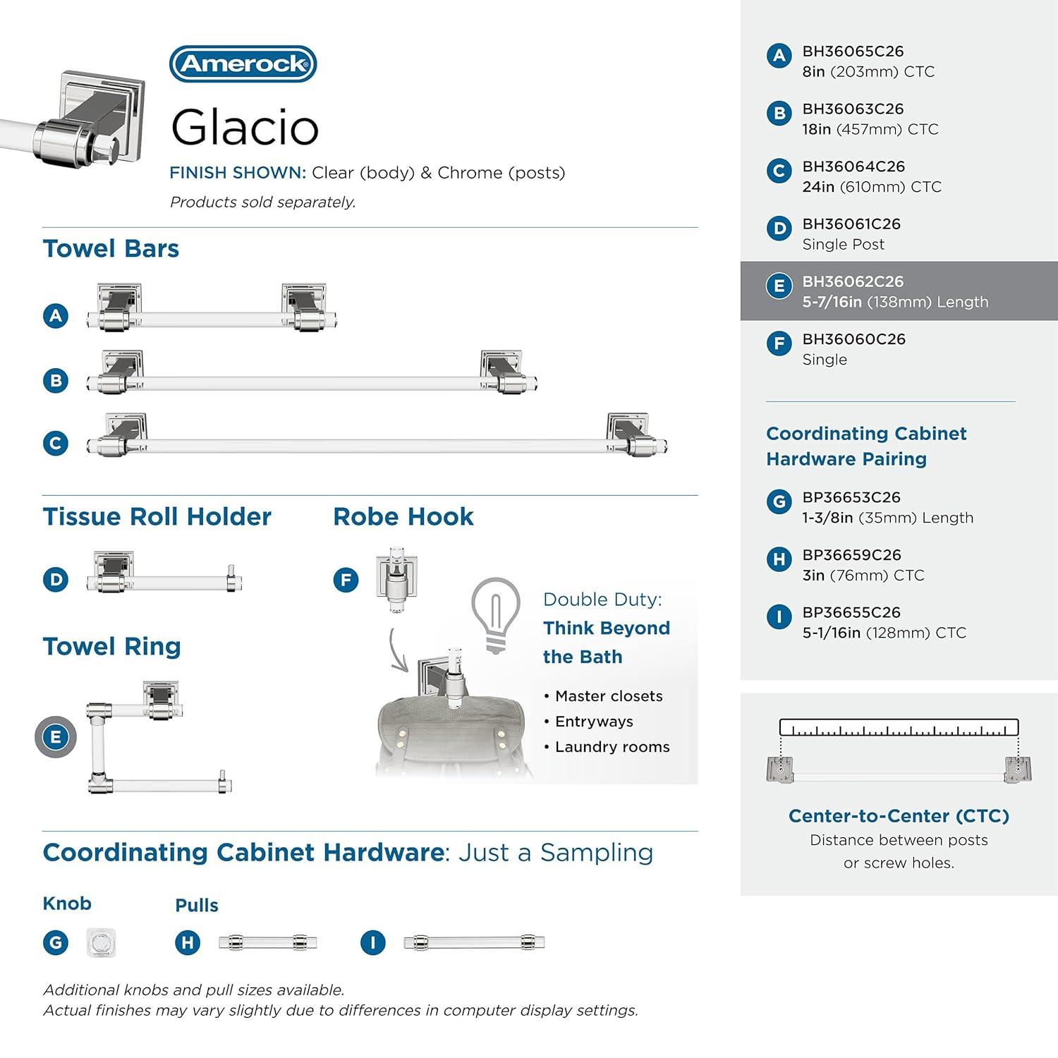 Amerock Glacio Clear/Chrome Open Towel Ring